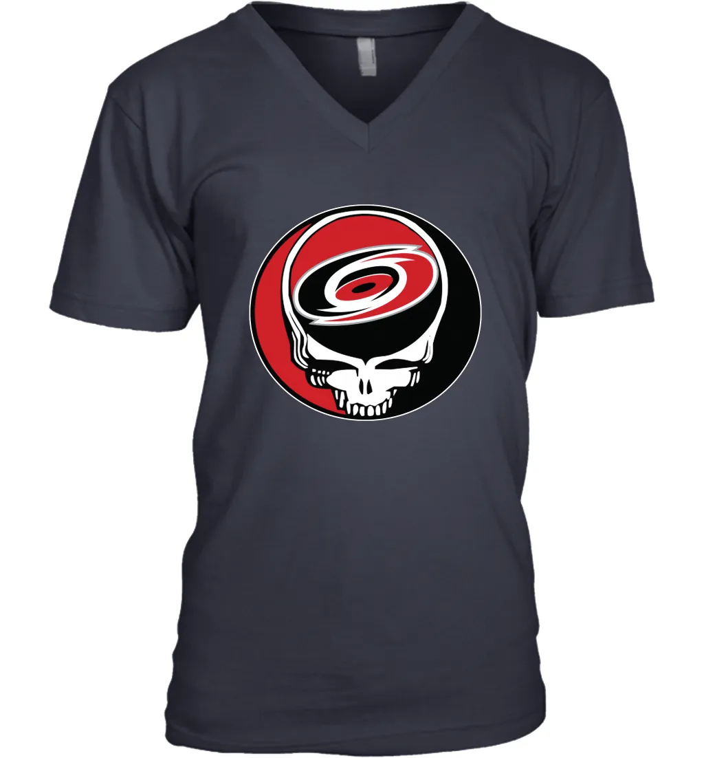 Carolina Hurricanes Grateful Dead Steal Your Face Hockey NHL Mens V-Neck T-Shirt