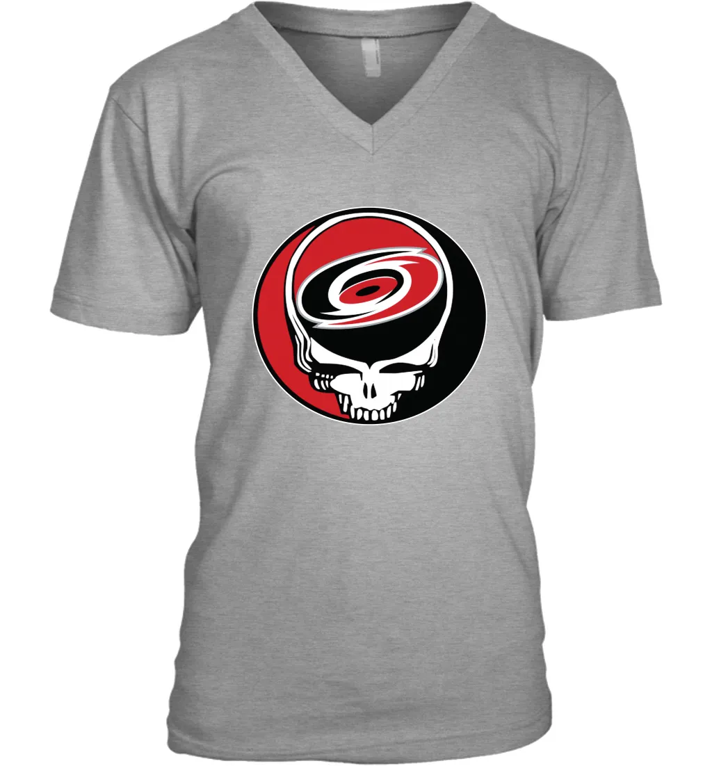 Carolina Hurricanes Grateful Dead Steal Your Face Hockey NHL Mens V-Neck T-Shirt