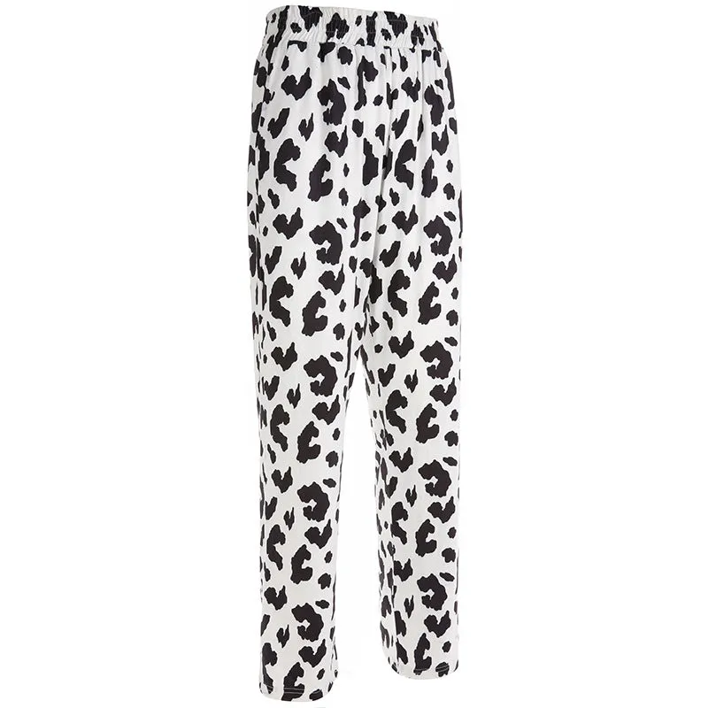 Casual Cow Print Straight Leg Trouser High Waisted Pants