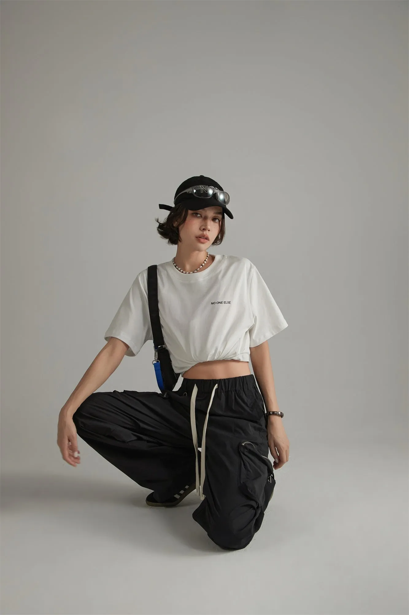 Casual Drawstring Wide Cargo Pants