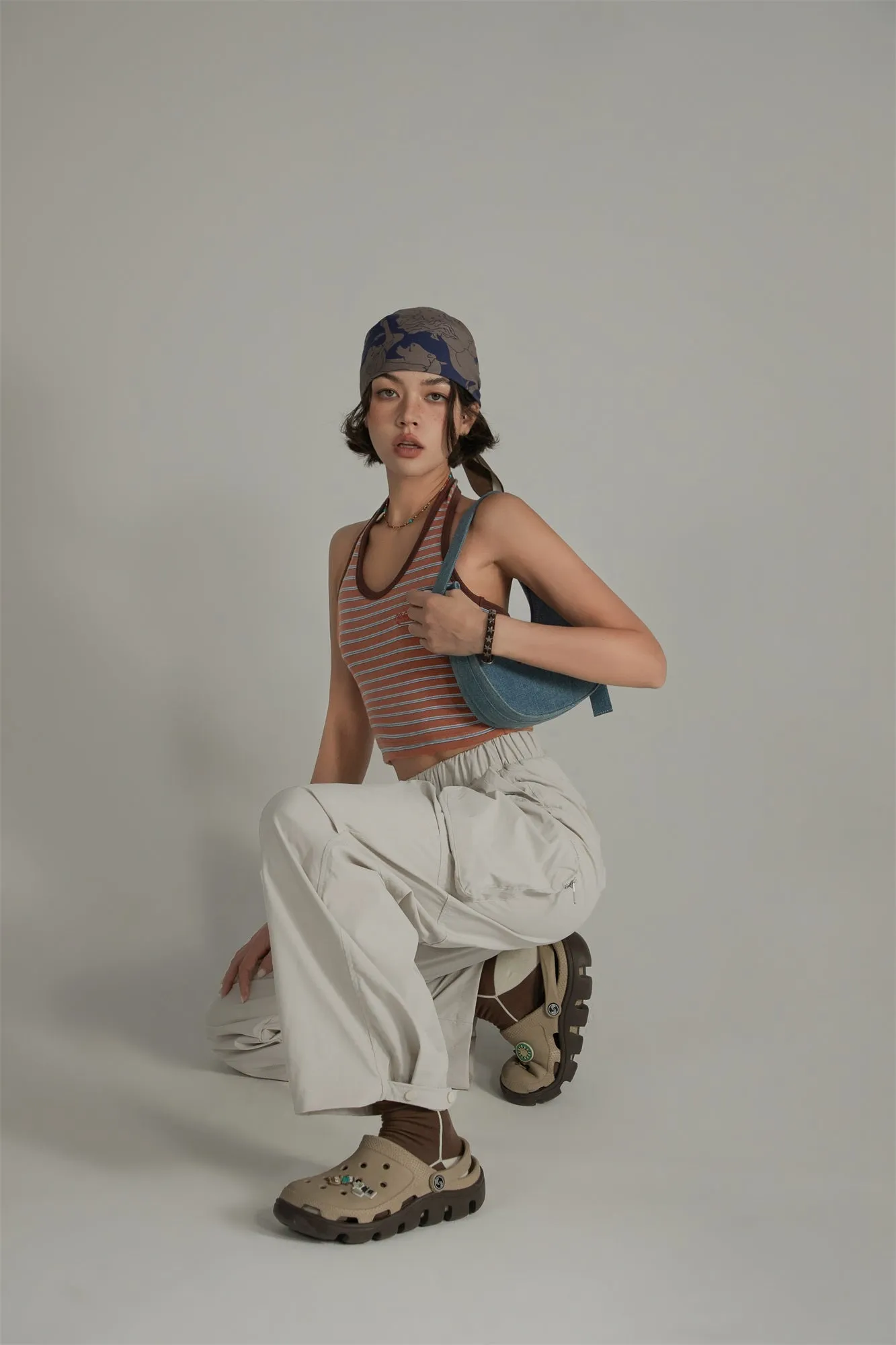 Casual Drawstring Wide Cargo Pants