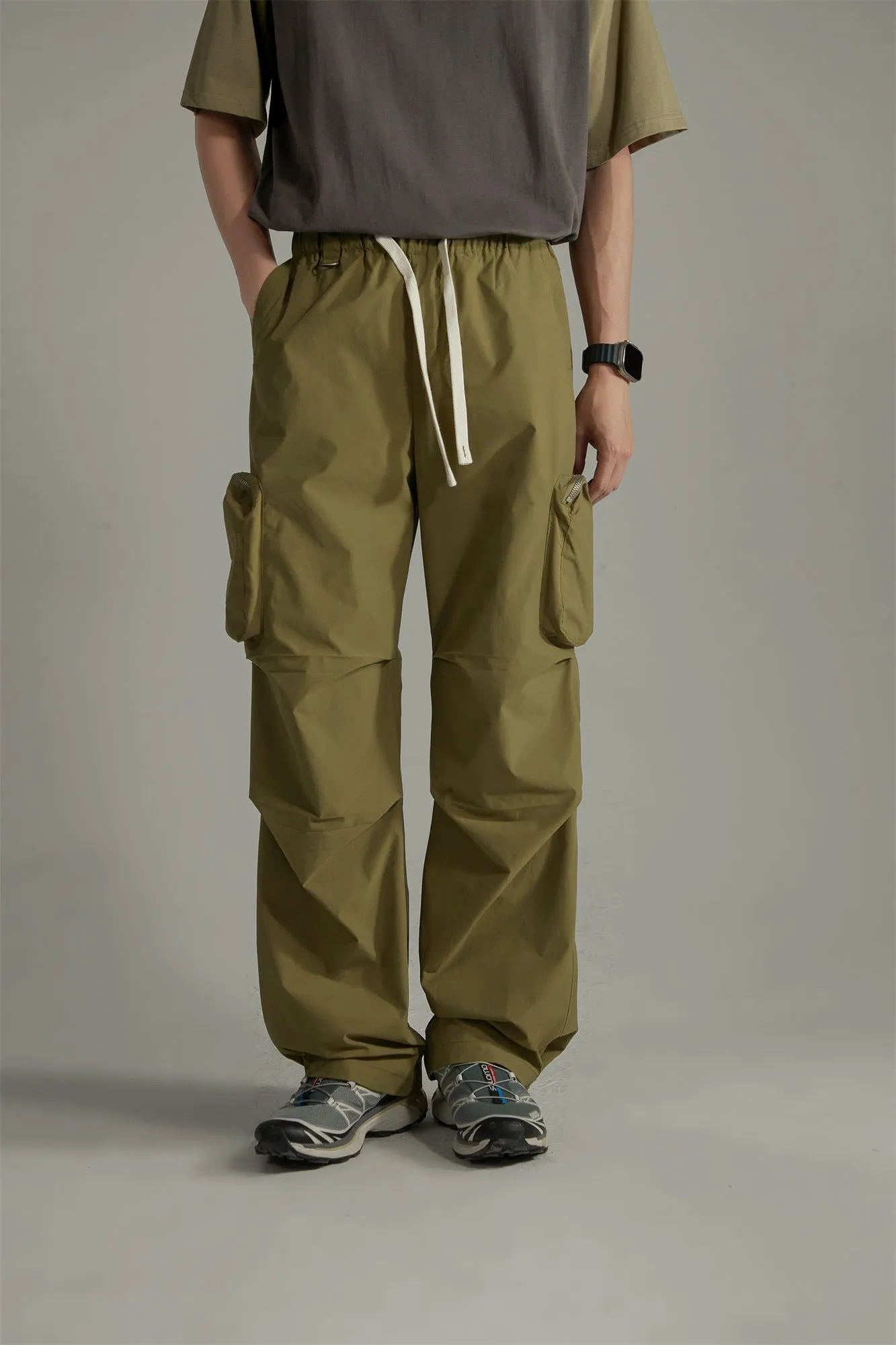 Casual Drawstring Wide Cargo Pants