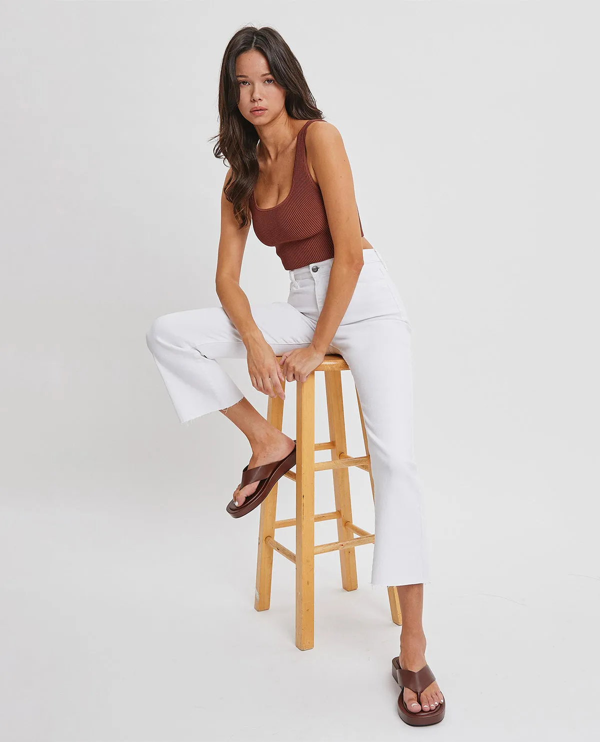 Cello High Rise Crop Flare Jeans