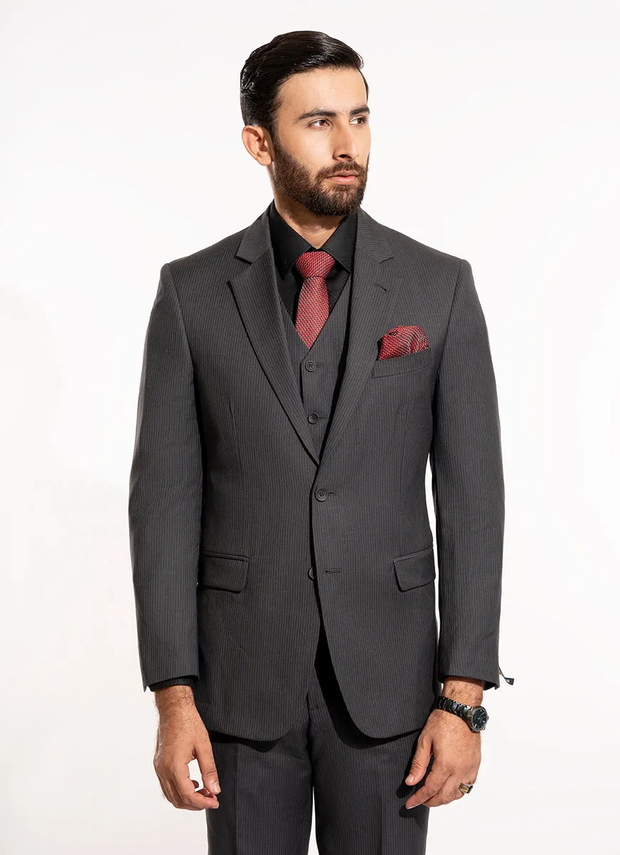 Charcoal Grey Stripes 3-Piece Suit