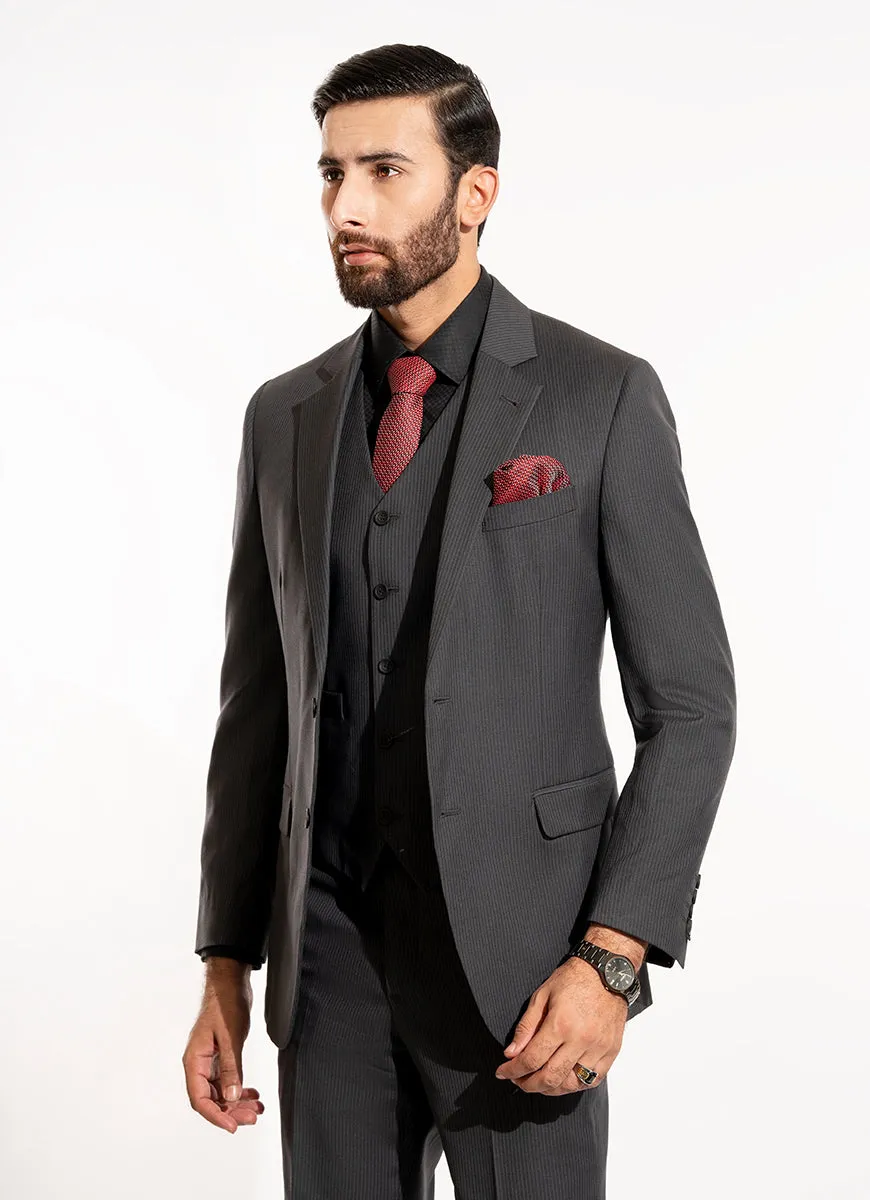 Charcoal Grey Stripes 3-Piece Suit