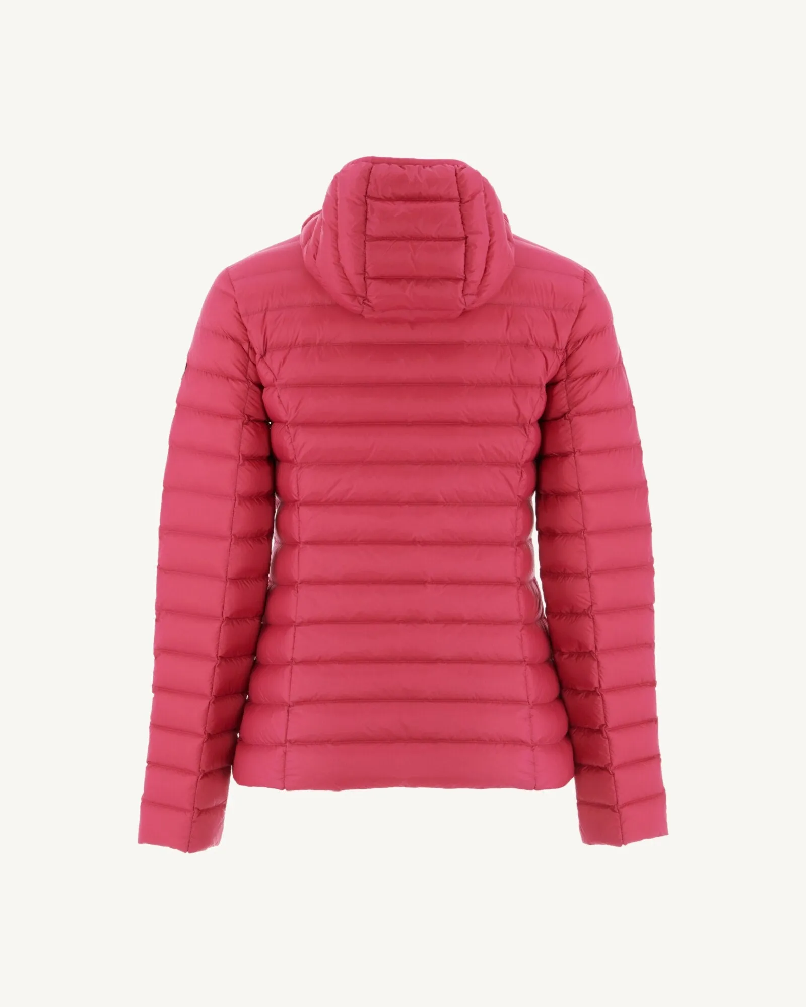 Cherry pink Cloe lightweight hooded puffer jacket