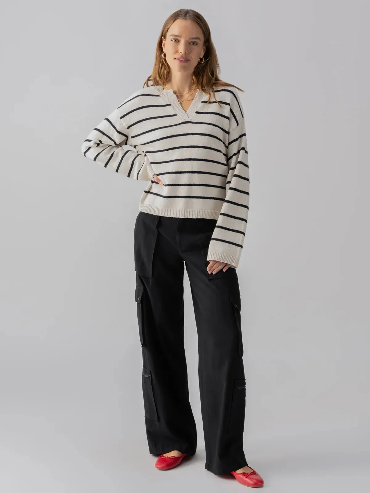 Chill Vibes Sweater | Chalk Black Stripe