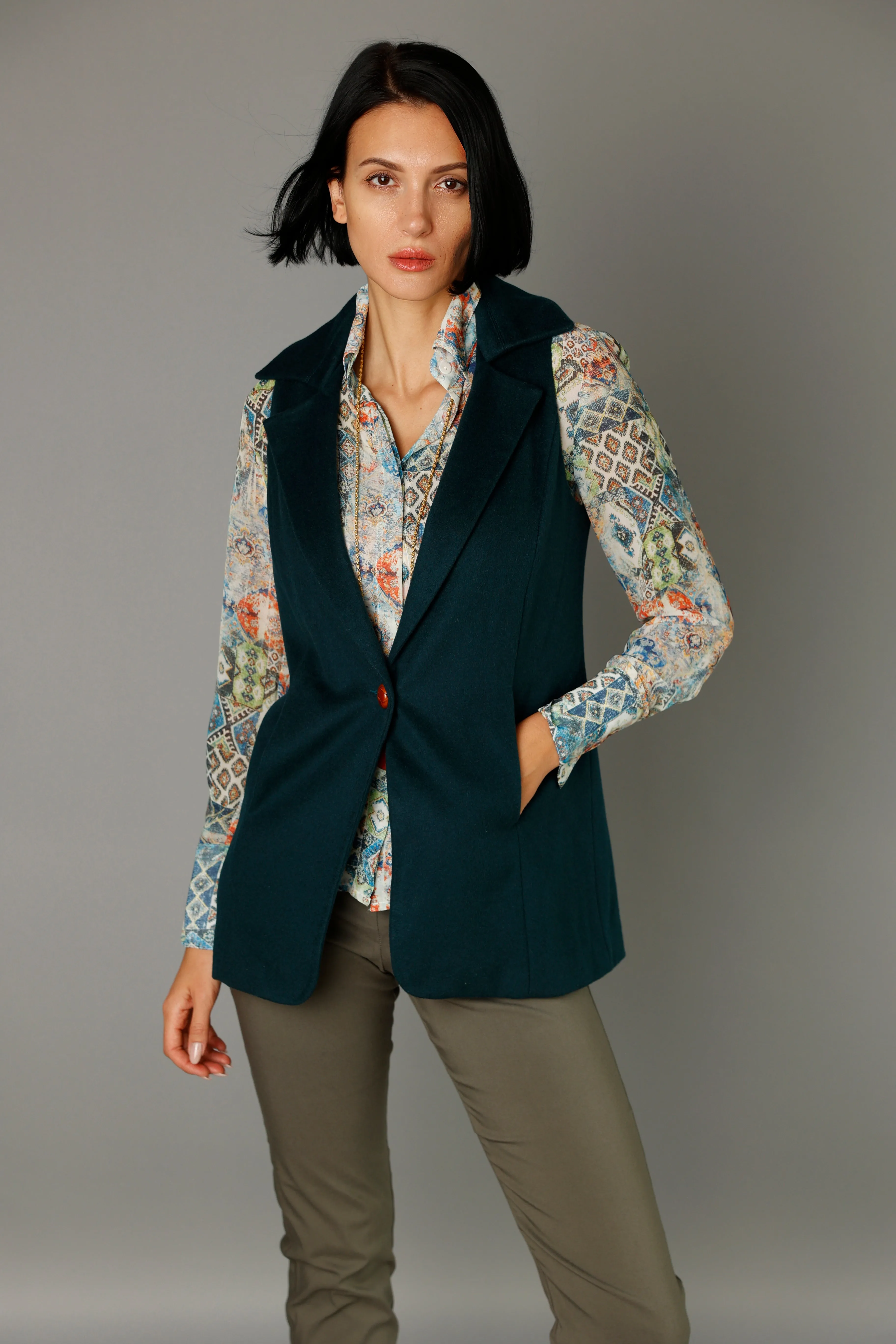 Classic Vest Jacket - Deep Teal