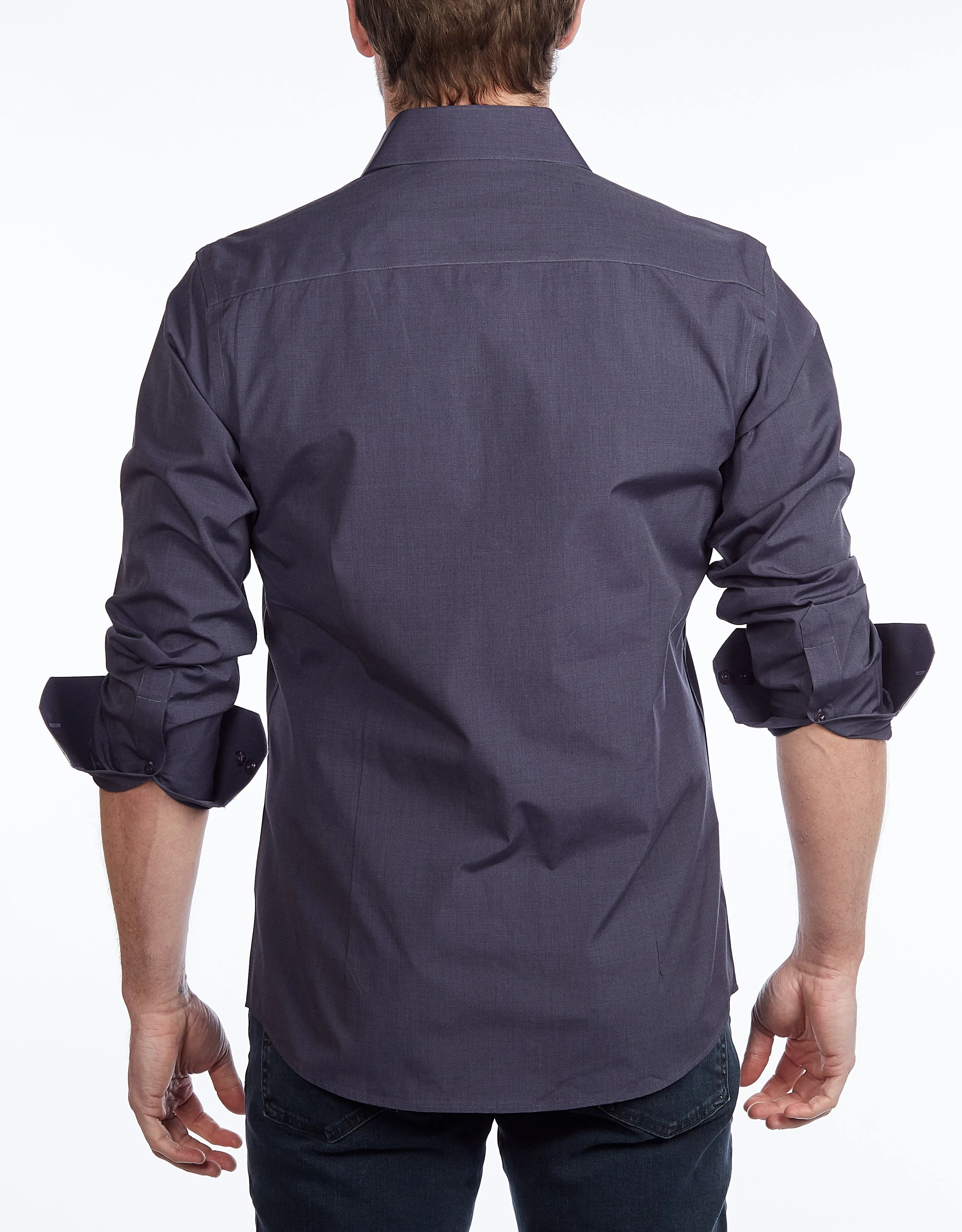 Contrast Collar Button-Up Shirt //  - Contemporary Fit - contrast  trimming - final sale