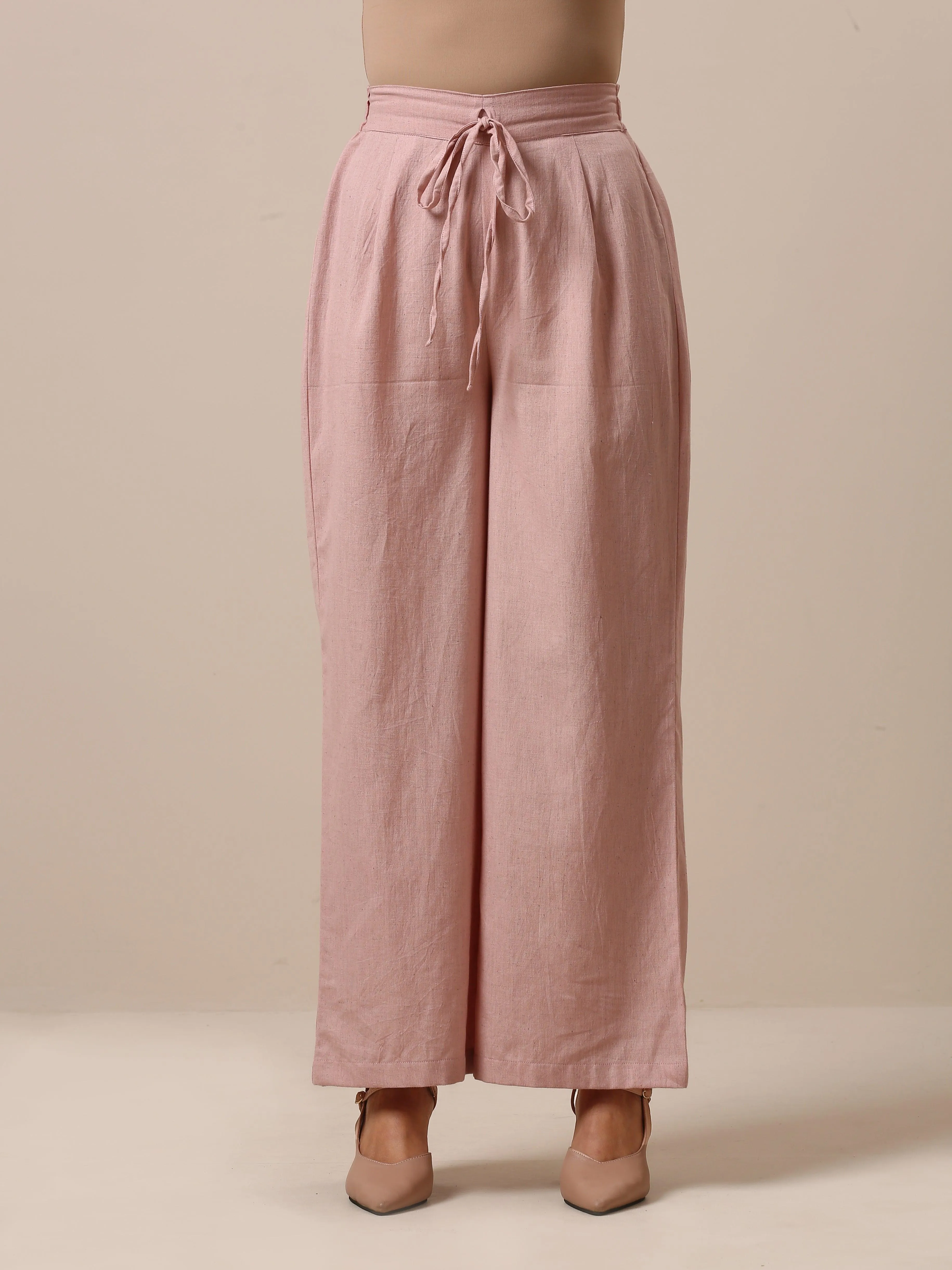 Cotton Rose Pink High Waist Pant