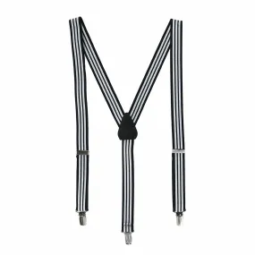 CTM® Men's Big & Tall Black and White Pinstripe Clip End Suspenders