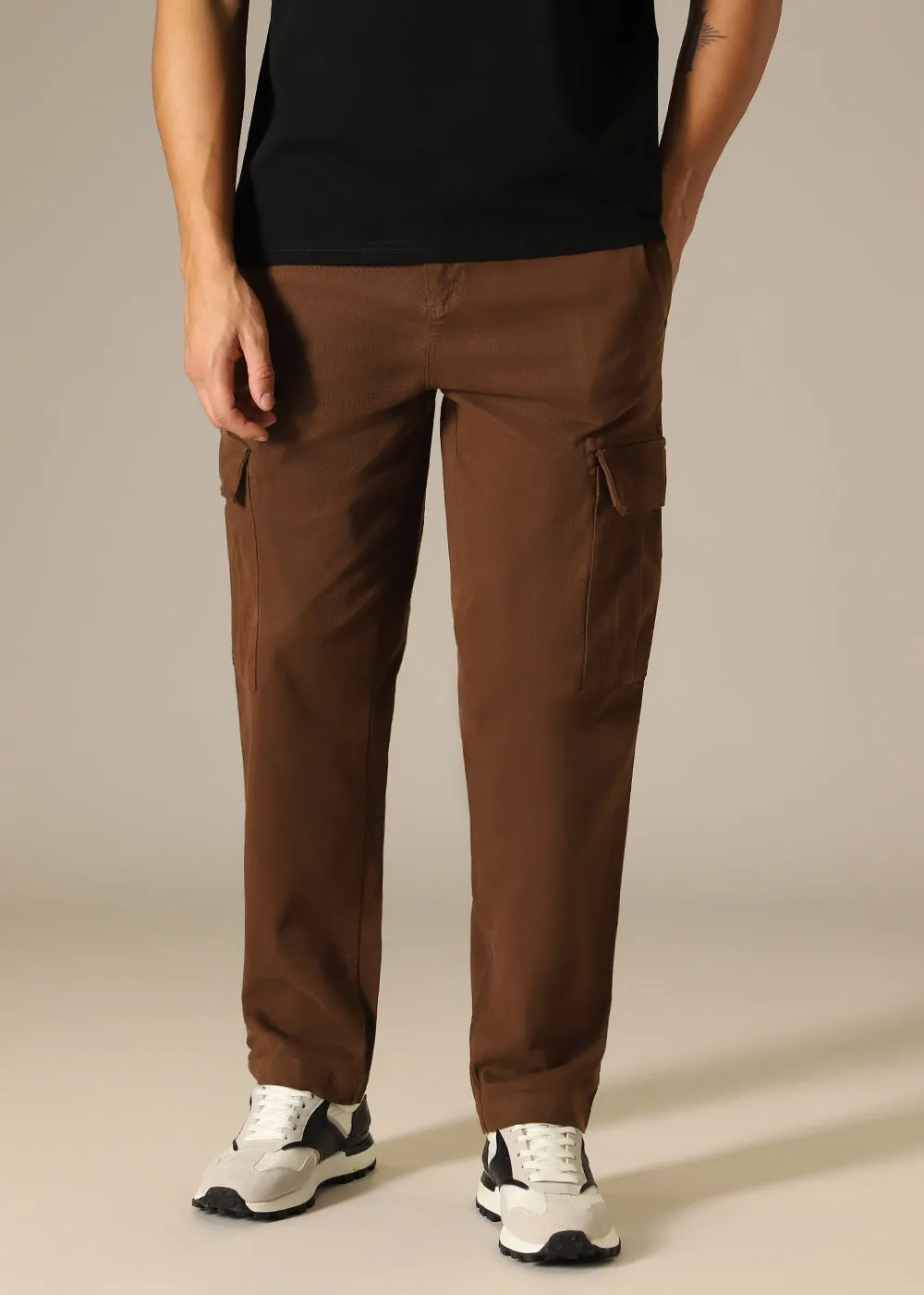 Dark Brown Twill Cargo Pant