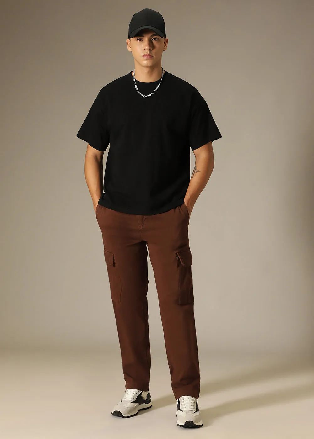 Dark Brown Twill Cargo Pant