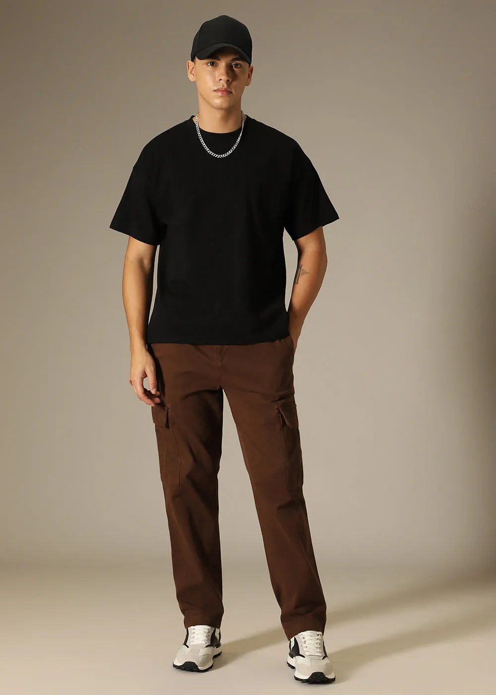 Dark Brown Twill Cargo Pant