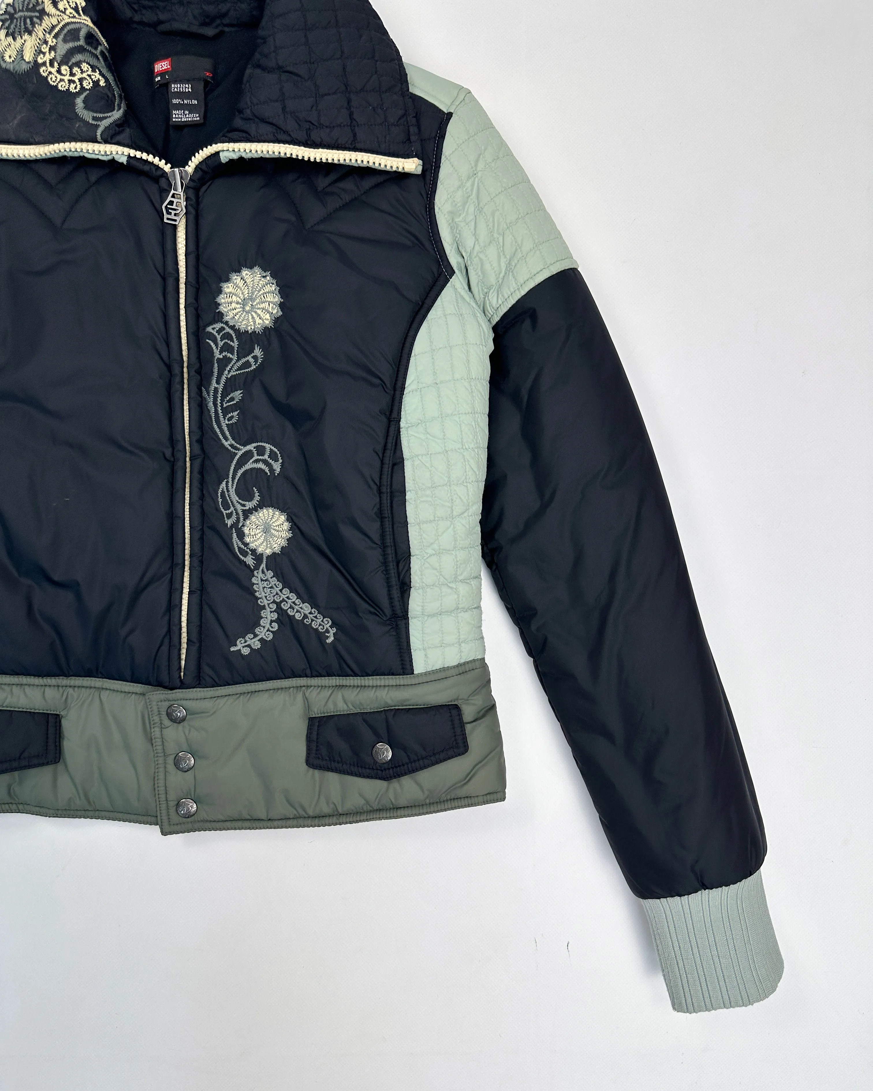 Diesel Flower Stitched Blue Jacket 2000's