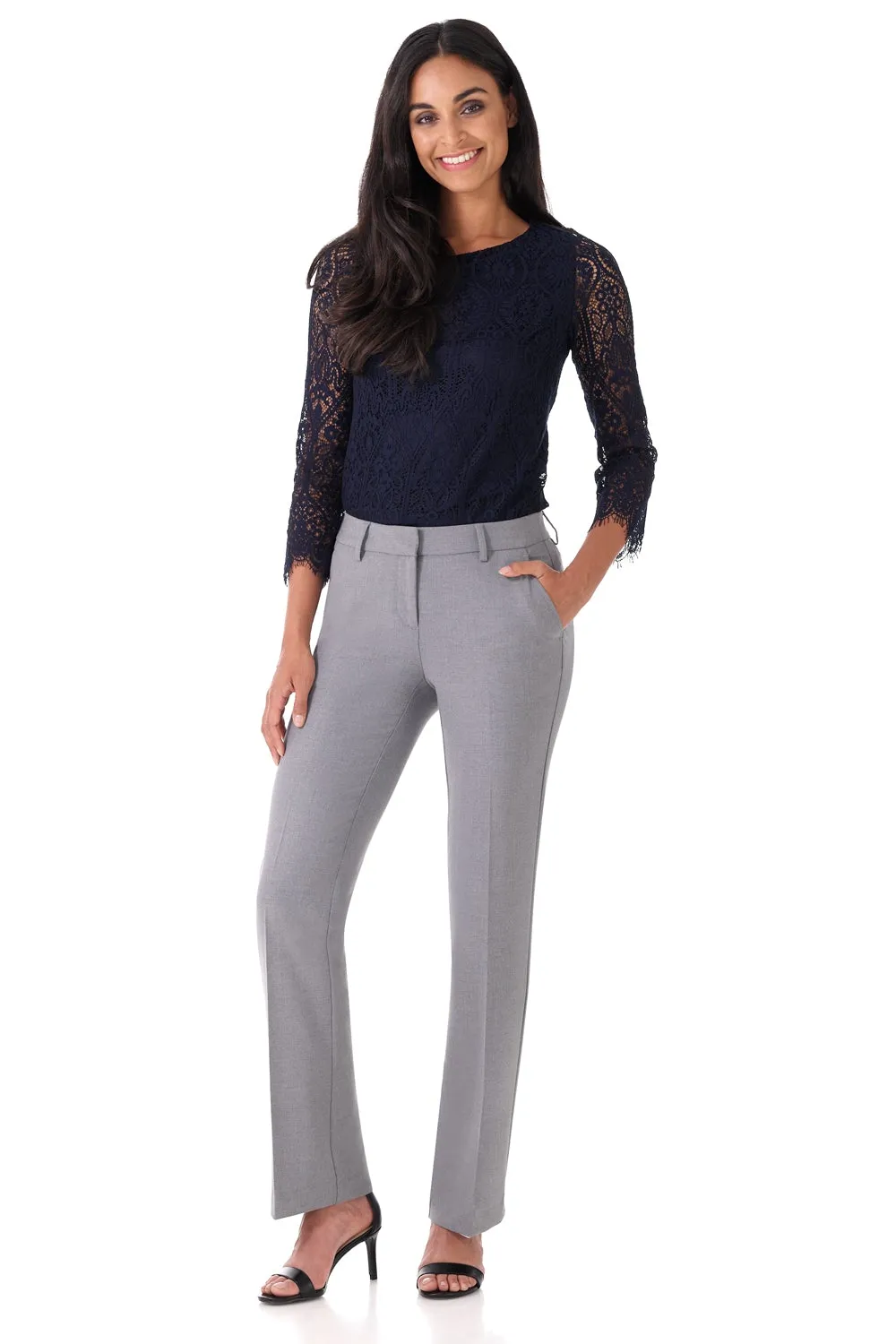 Easy care straight leg trouser dress pants