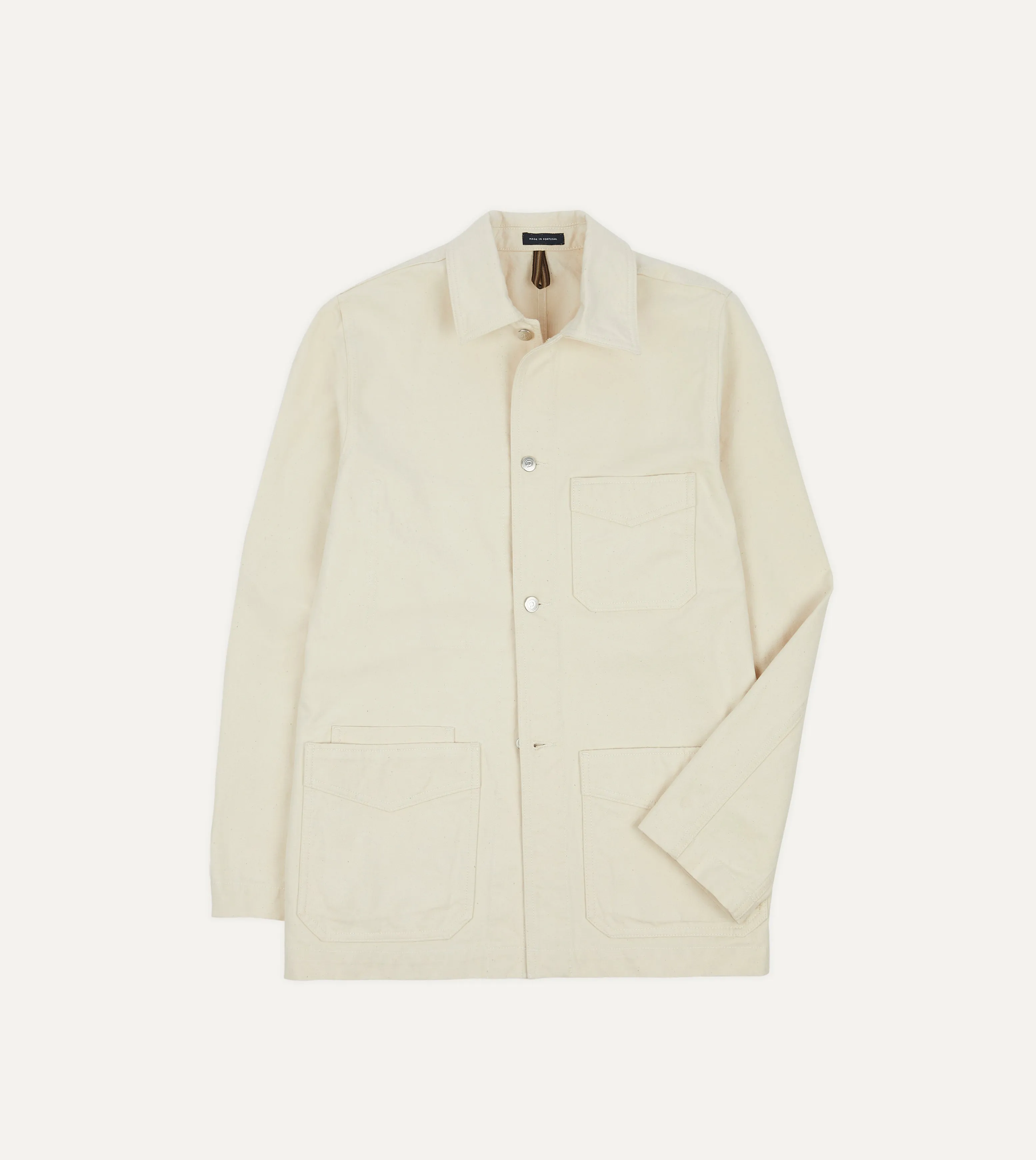 Ecru Cotton Duck Canvas Five-Pocket Chore Jacket