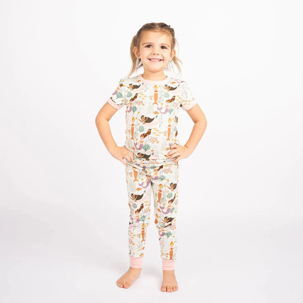 Emerson And Friends Making Waves Mermaids Bamboo Short Sleeve Kids Pajama Pants Set