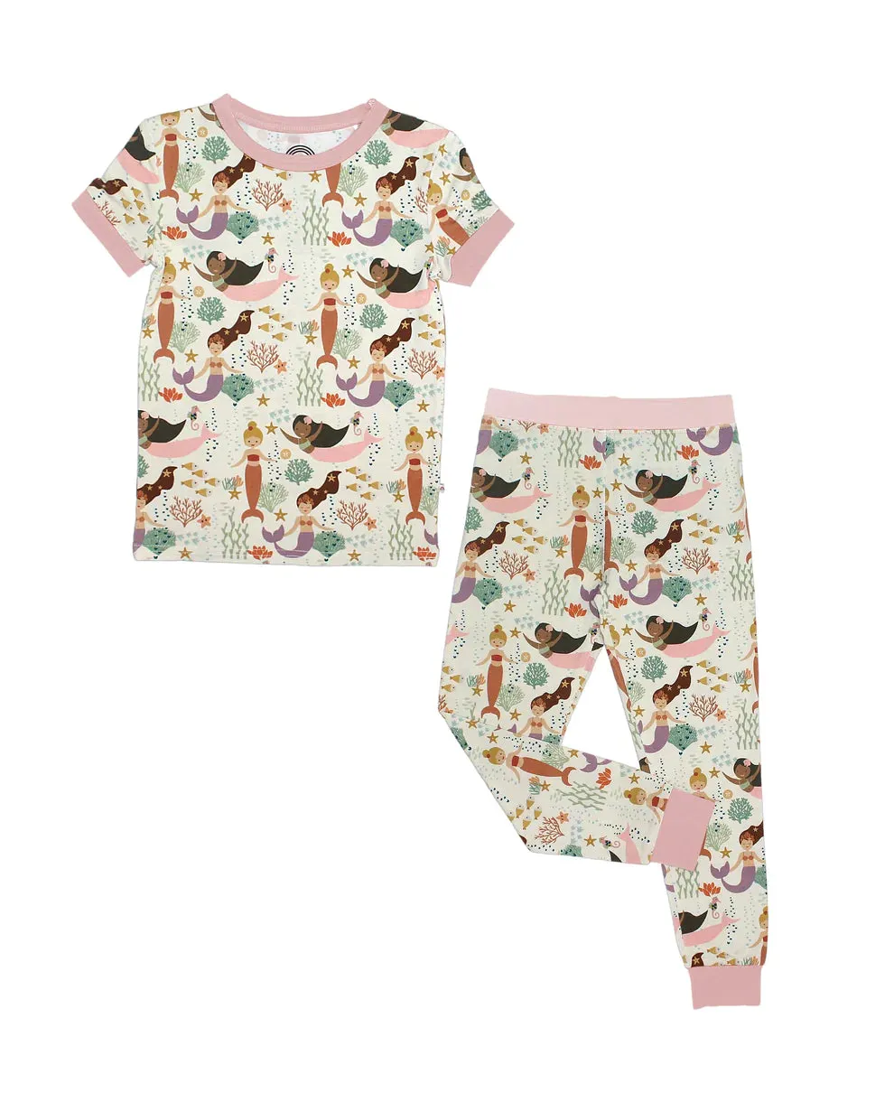 Emerson And Friends Making Waves Mermaids Bamboo Short Sleeve Kids Pajama Pants Set