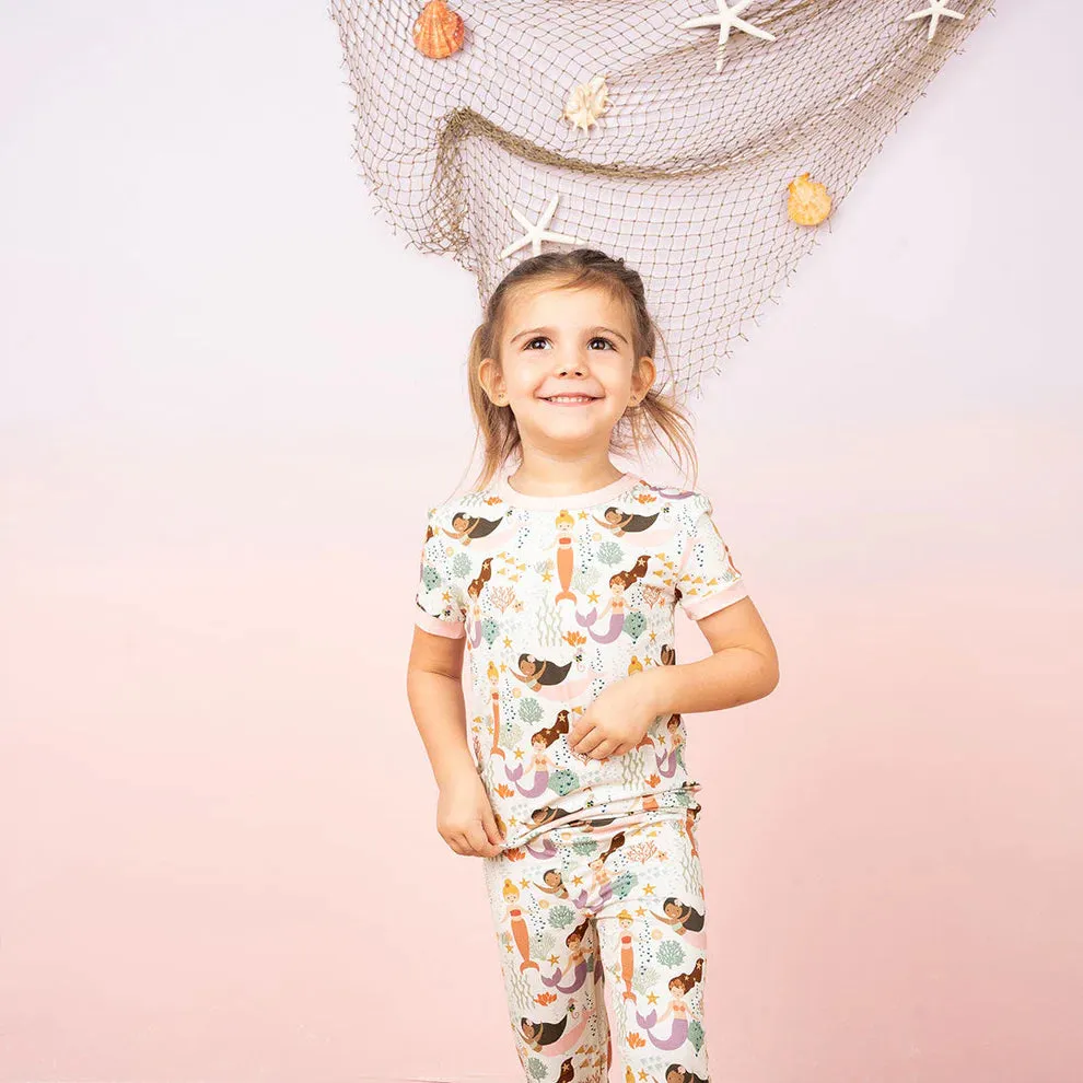 Emerson And Friends Making Waves Mermaids Bamboo Short Sleeve Kids Pajama Pants Set