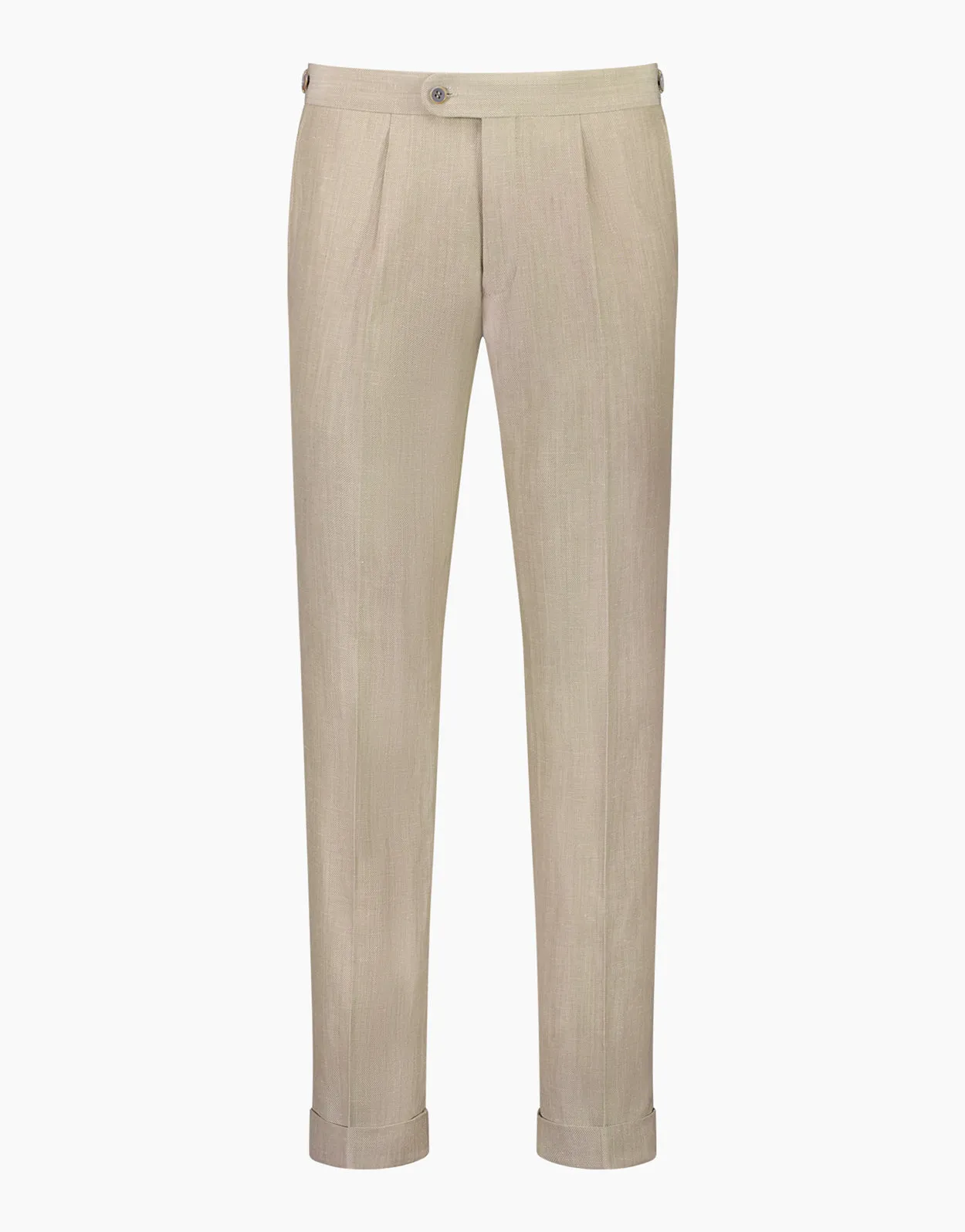 Evans Bone Linen-Wool Blend Twill Trouser