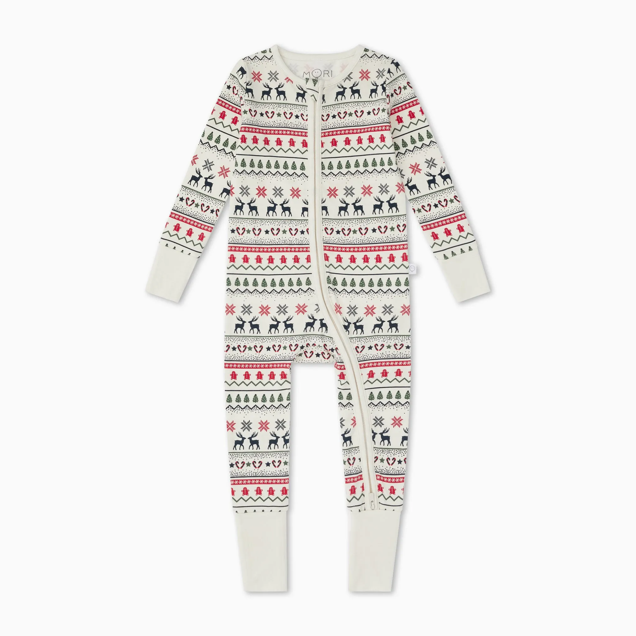 Fair Isle Print Clever Zip Baby Pajamas