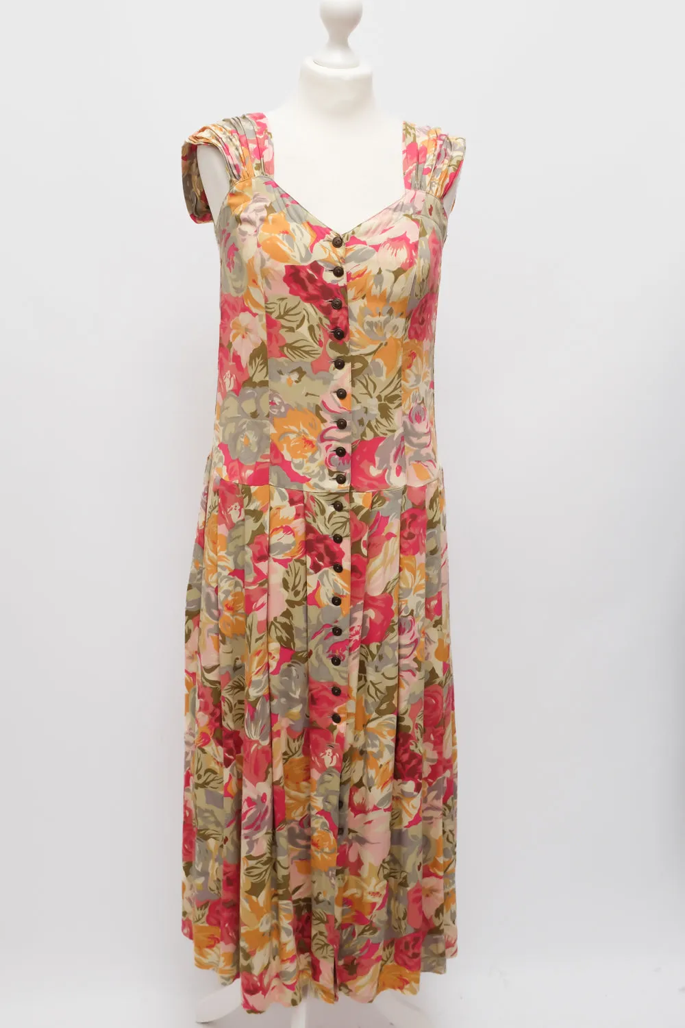 FLORAL VISCOSE MAXI VINTAGE DRESS