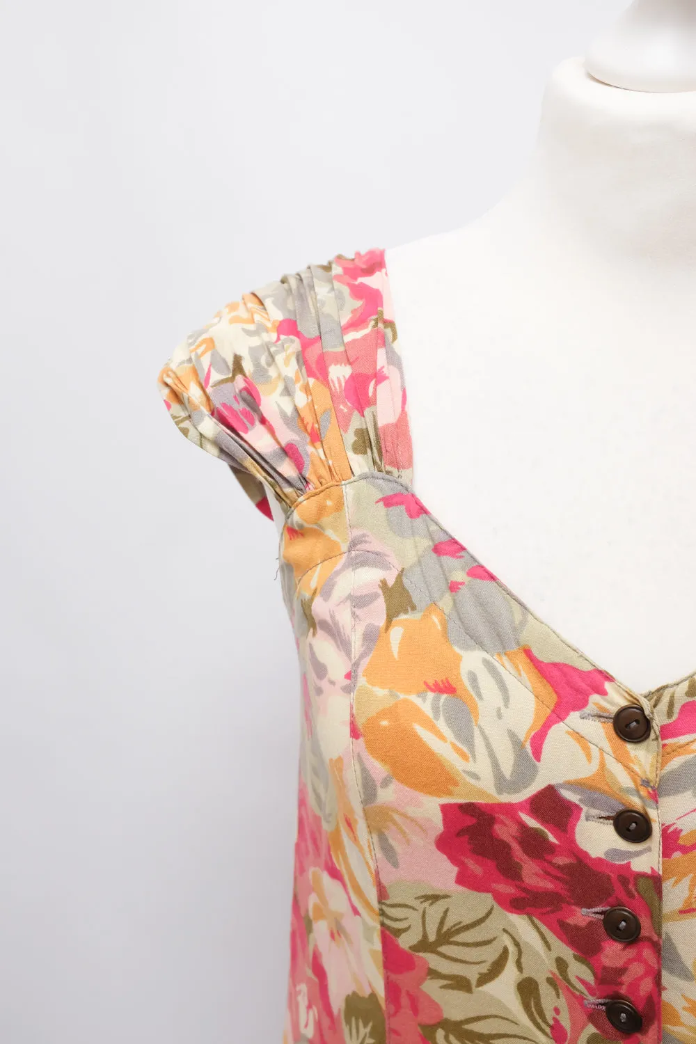 FLORAL VISCOSE MAXI VINTAGE DRESS