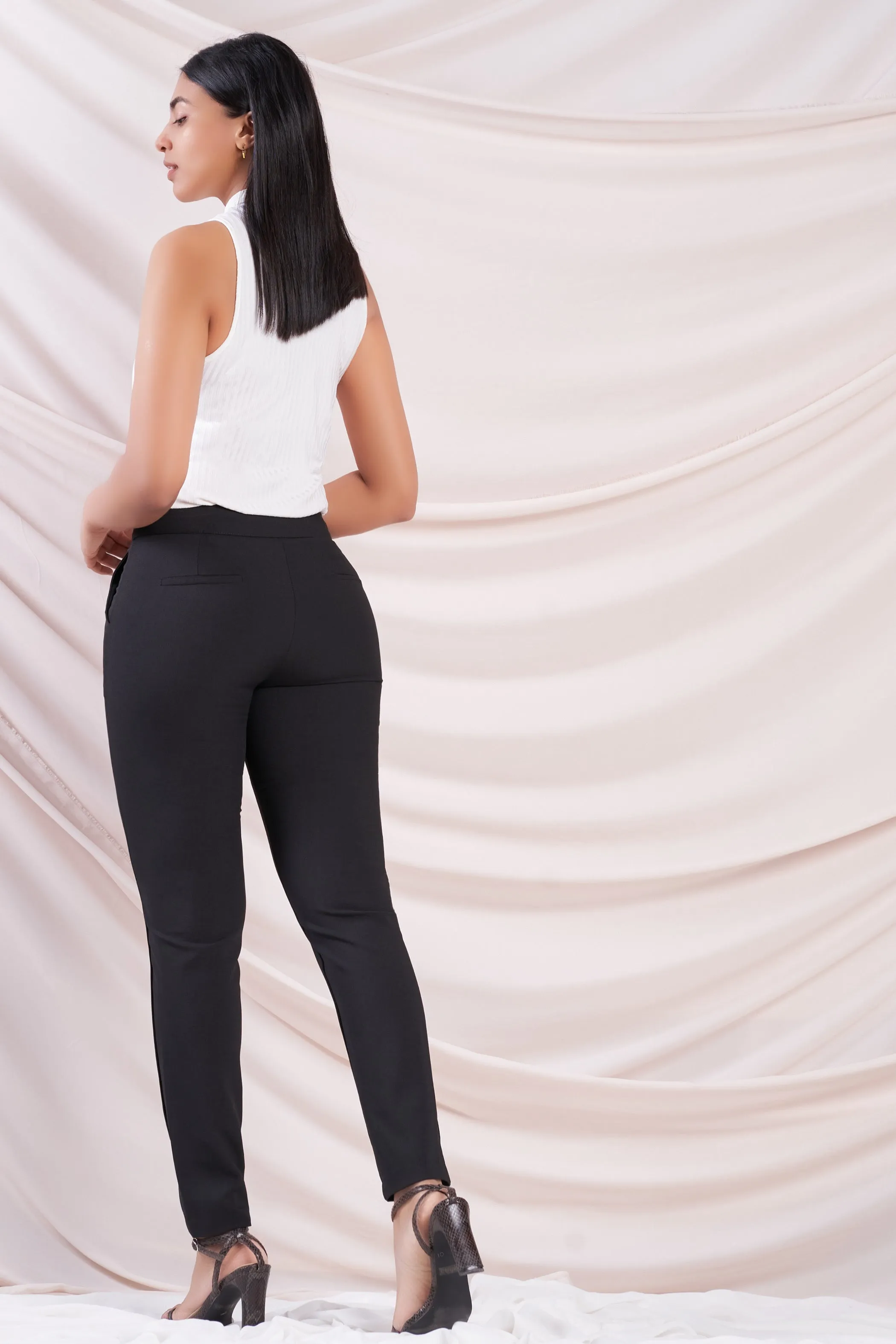 Front Button Slim Leg Pant