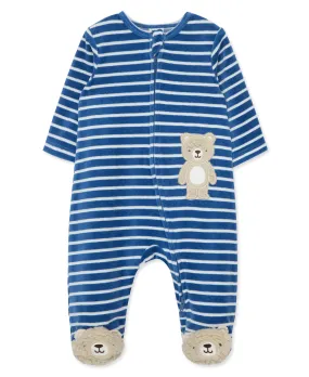 Fuzzy Bear Velour 2-Way-Zip Footie