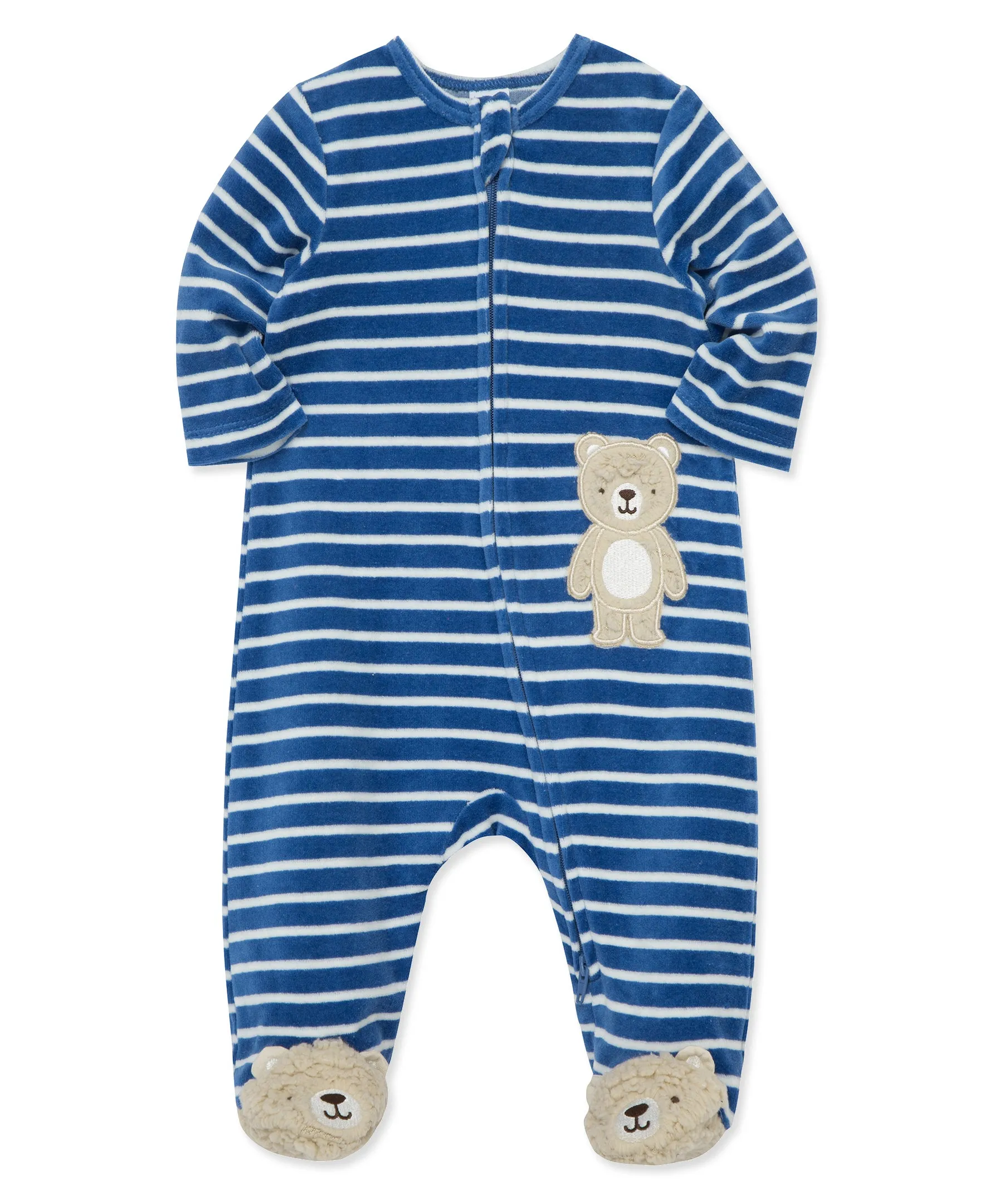 Fuzzy Bear Velour 2-Way-Zip Footie