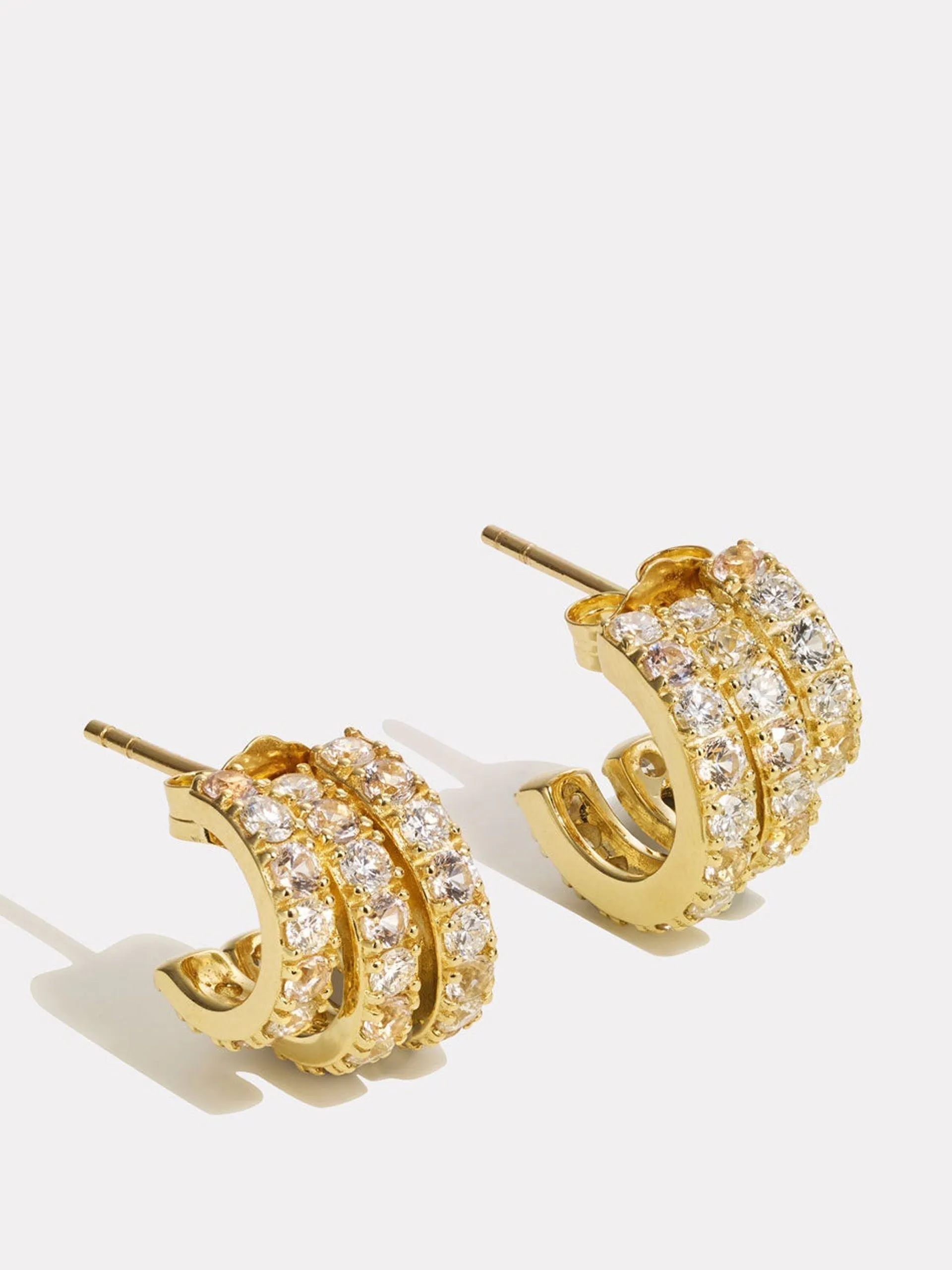 Gold classic pave earring stack