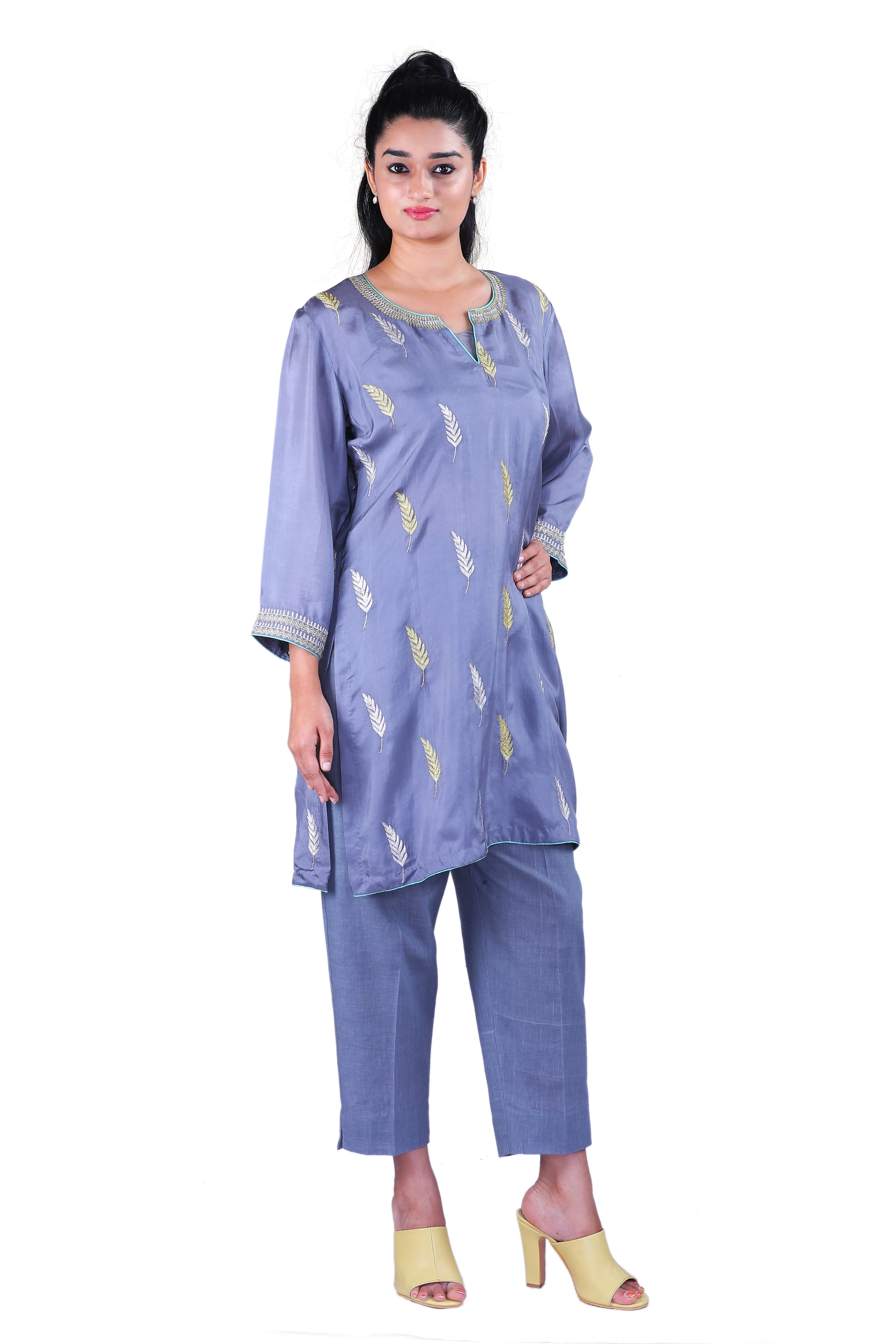 Grey Soft Silk kurta