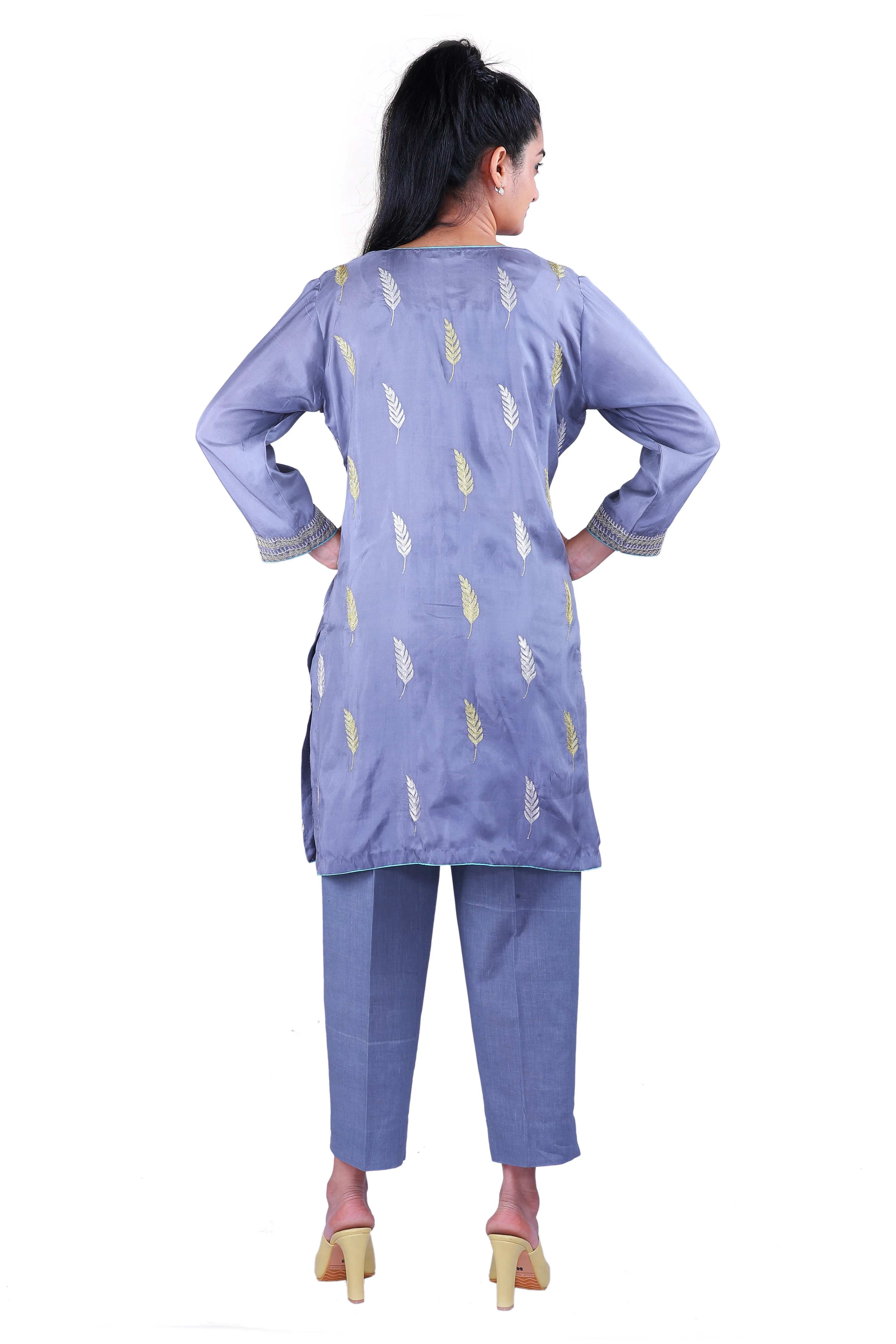 Grey Soft Silk kurta