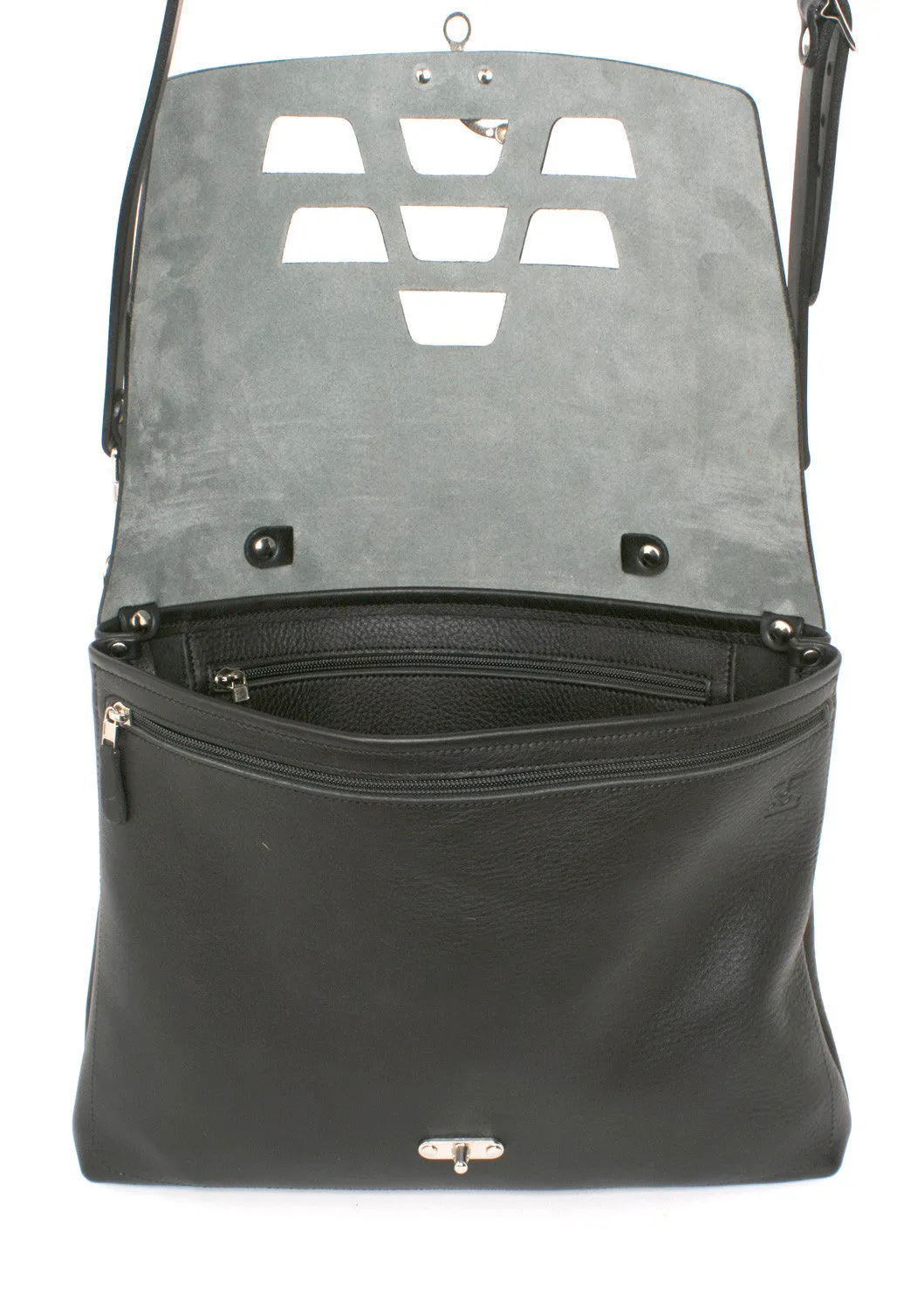 H Satchel lotus black