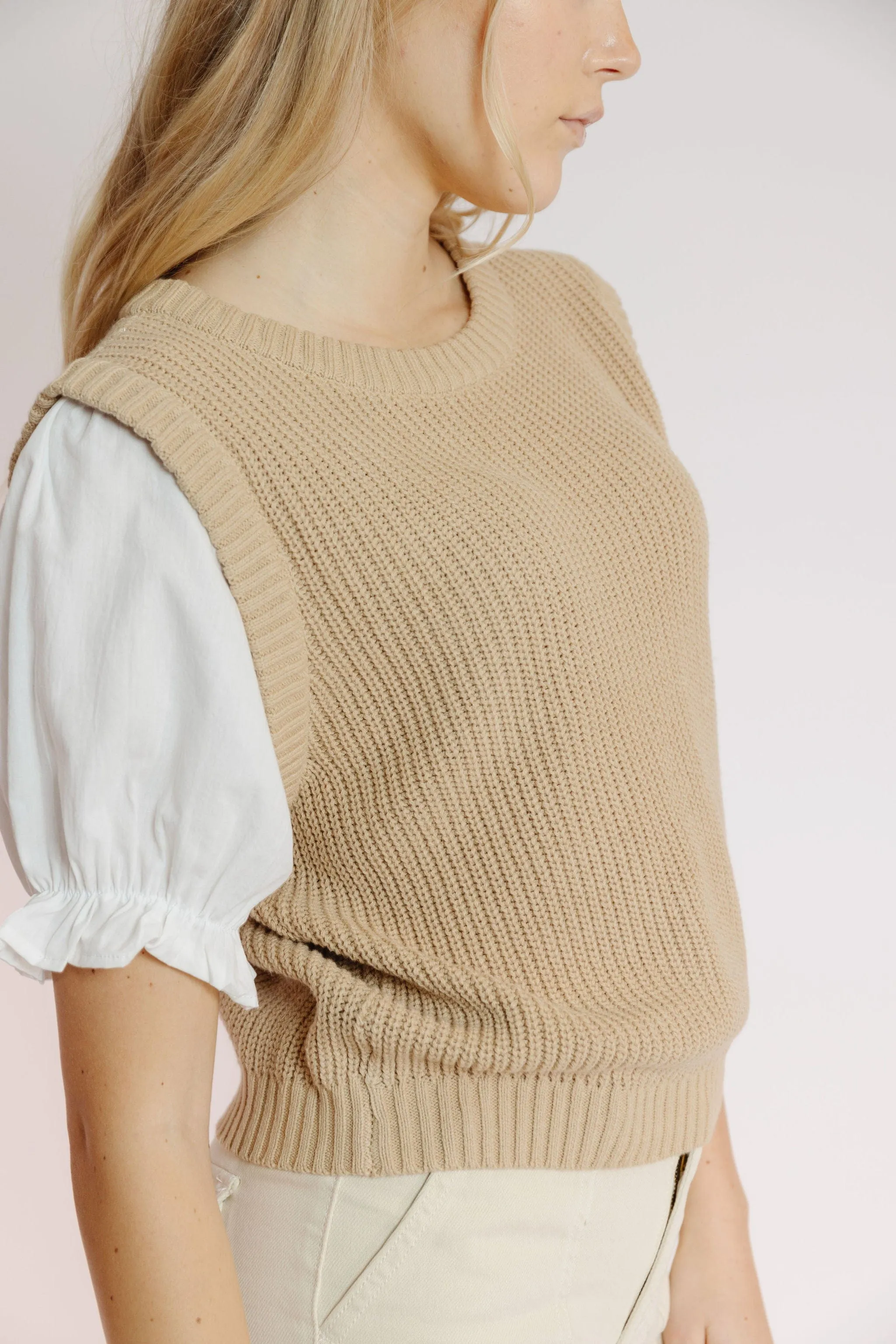 Haleigh Sweater Vest in Tan