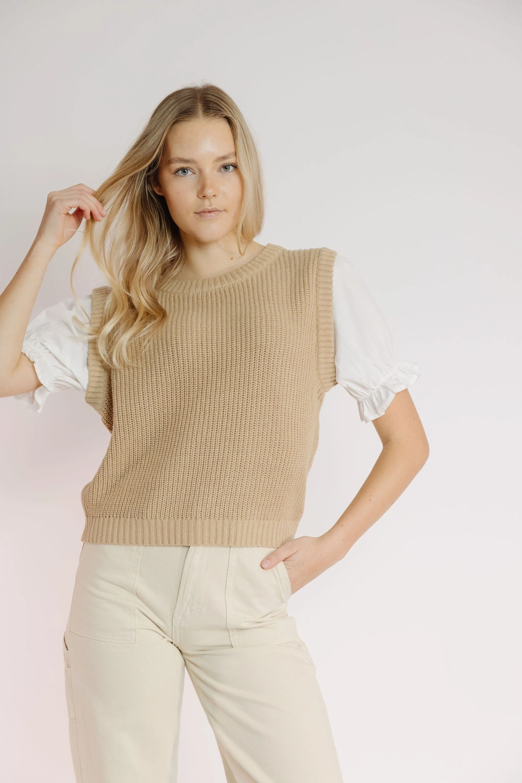 Haleigh Sweater Vest in Tan