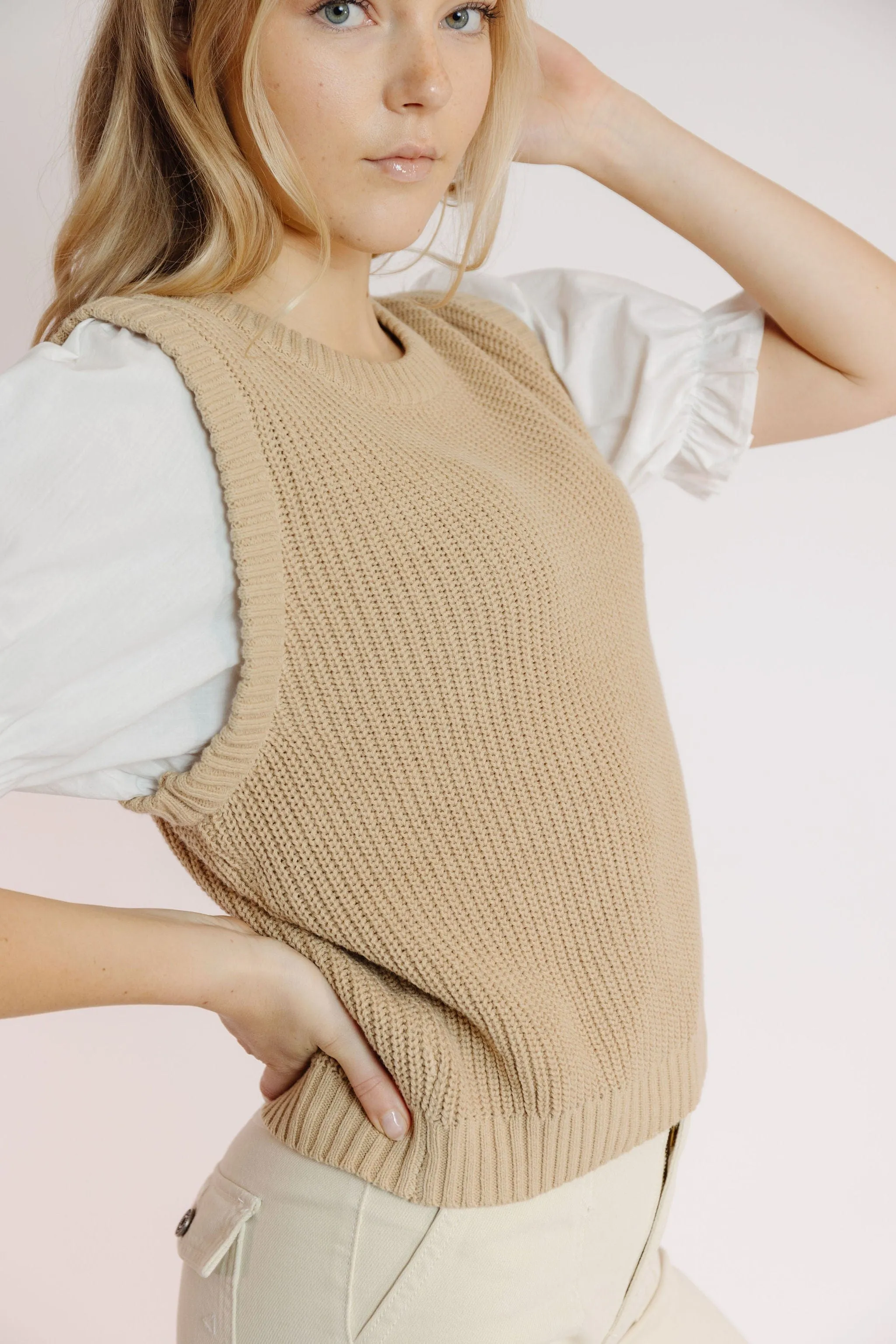 Haleigh Sweater Vest in Tan