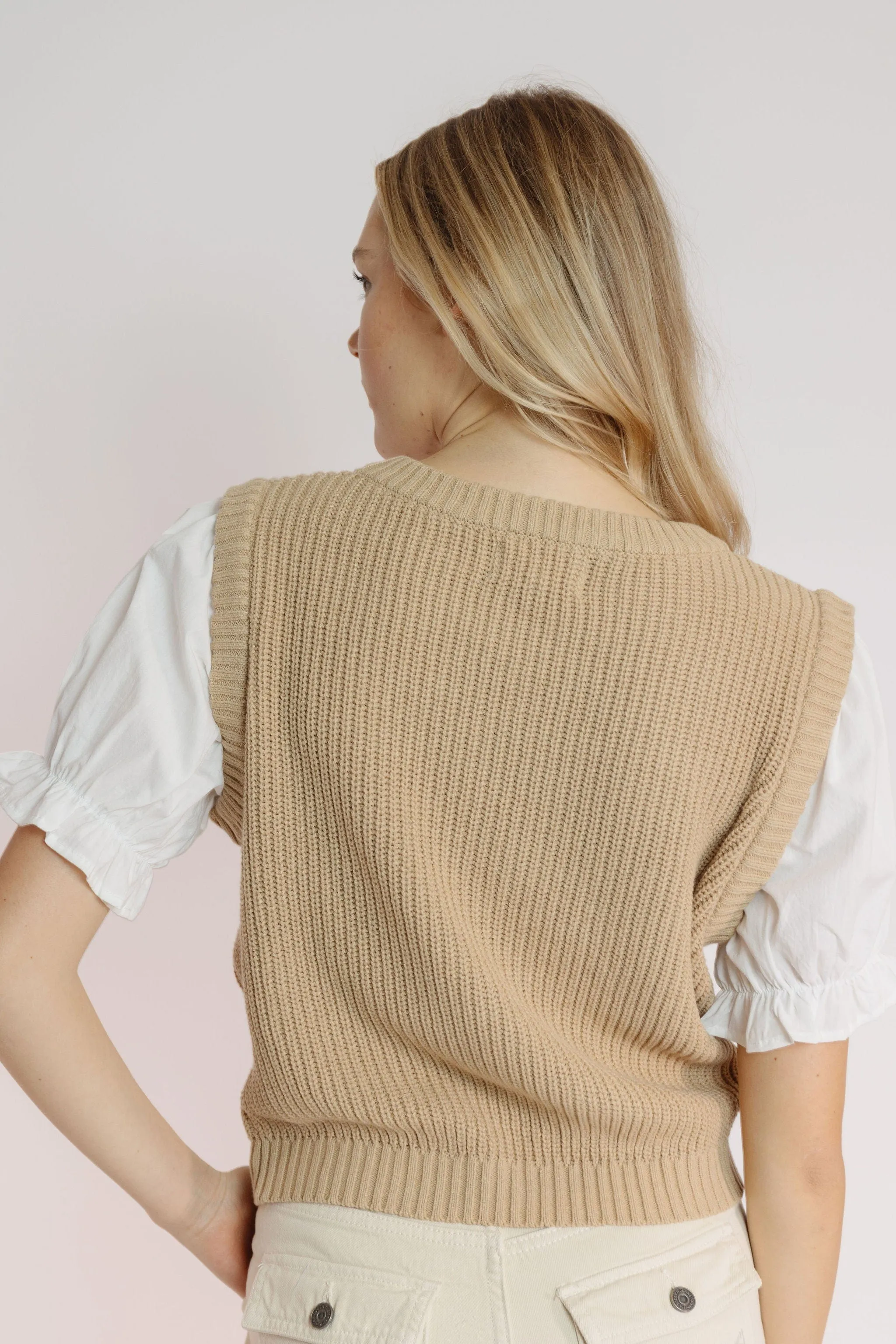 Haleigh Sweater Vest in Tan