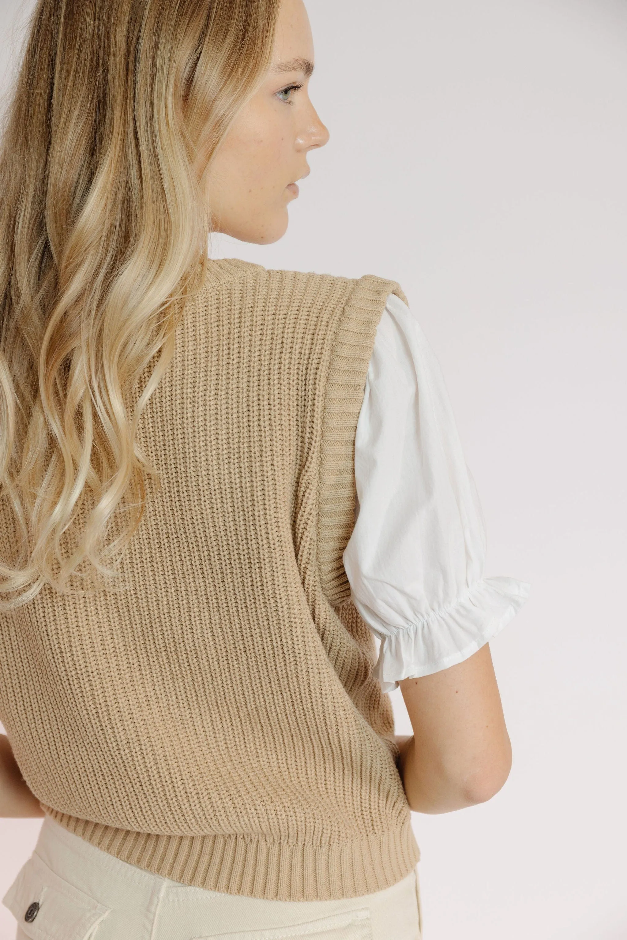 Haleigh Sweater Vest in Tan