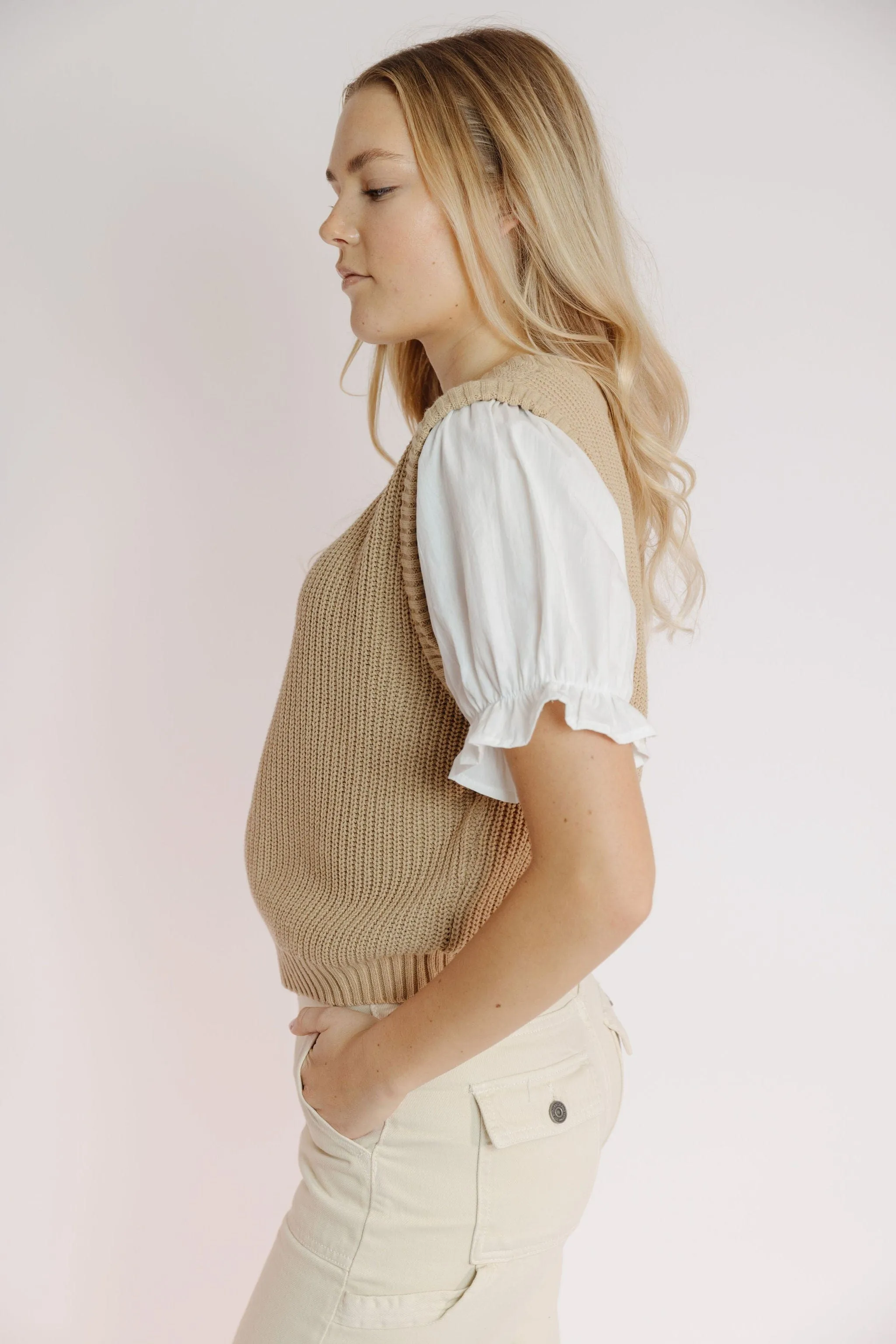 Haleigh Sweater Vest in Tan