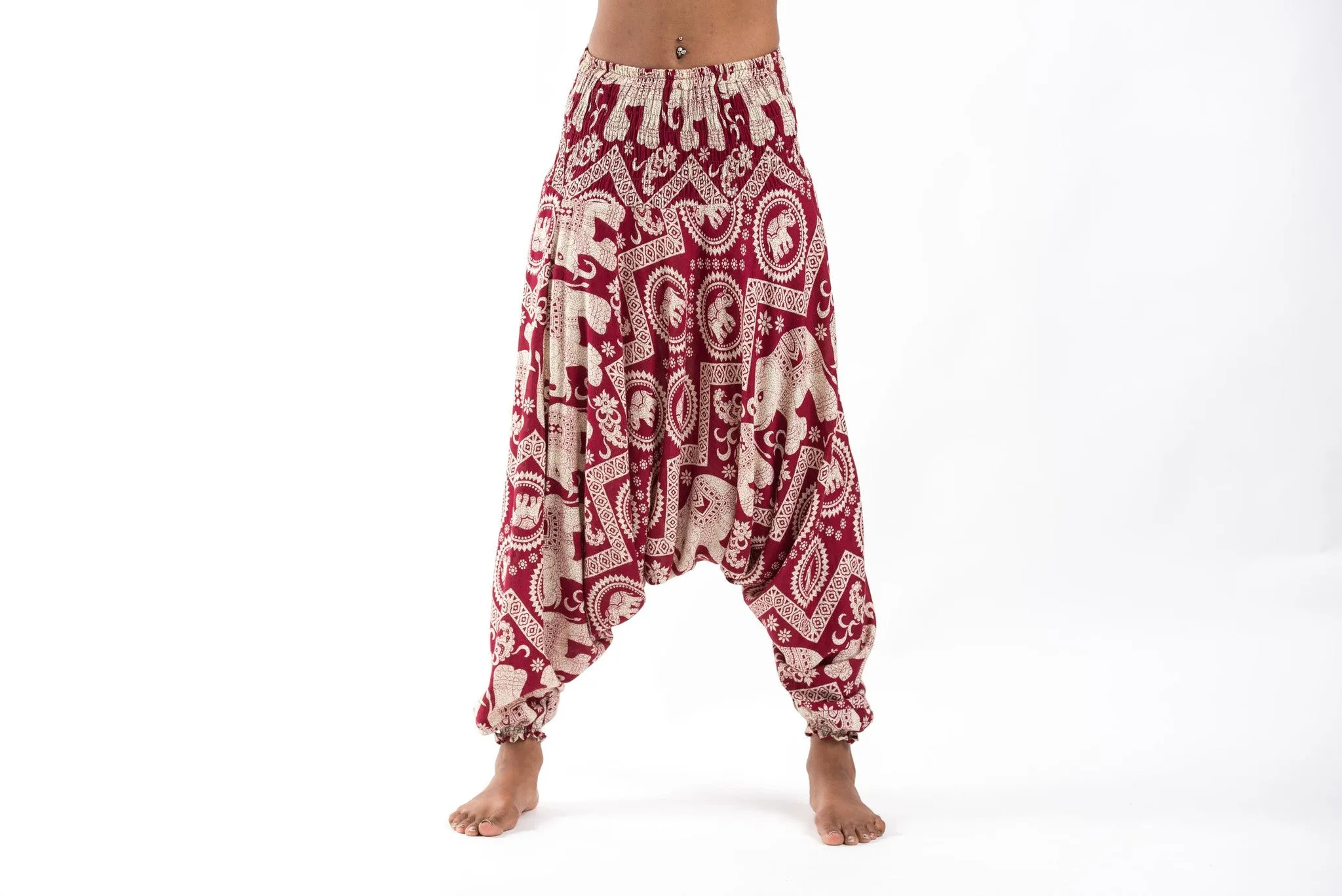 Imperial Elephant 2-in-1 Jumpsuit Elephant Pants in Red