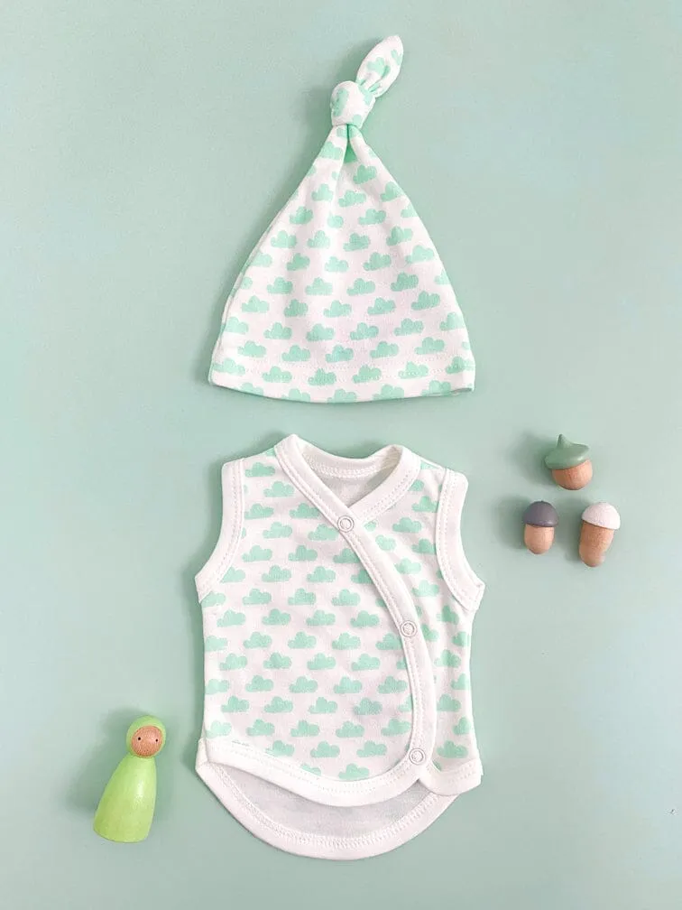 Incubator Vest & Hat Set Mint Cloud, 100% Organic Cotton