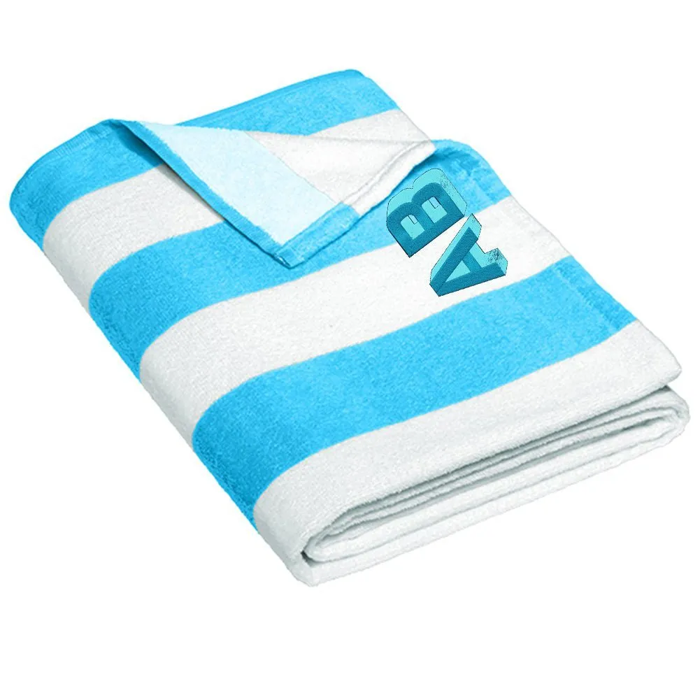 Initialed Shadow Block Striped Beach Towel