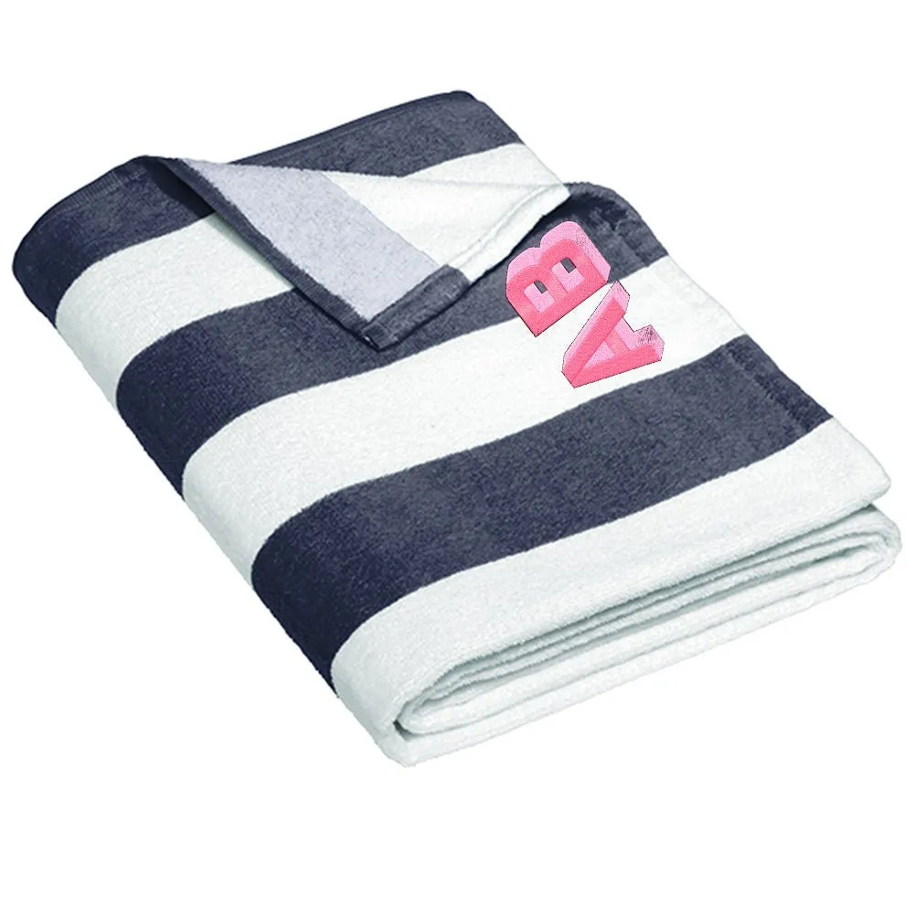 Initialed Shadow Block Striped Beach Towel