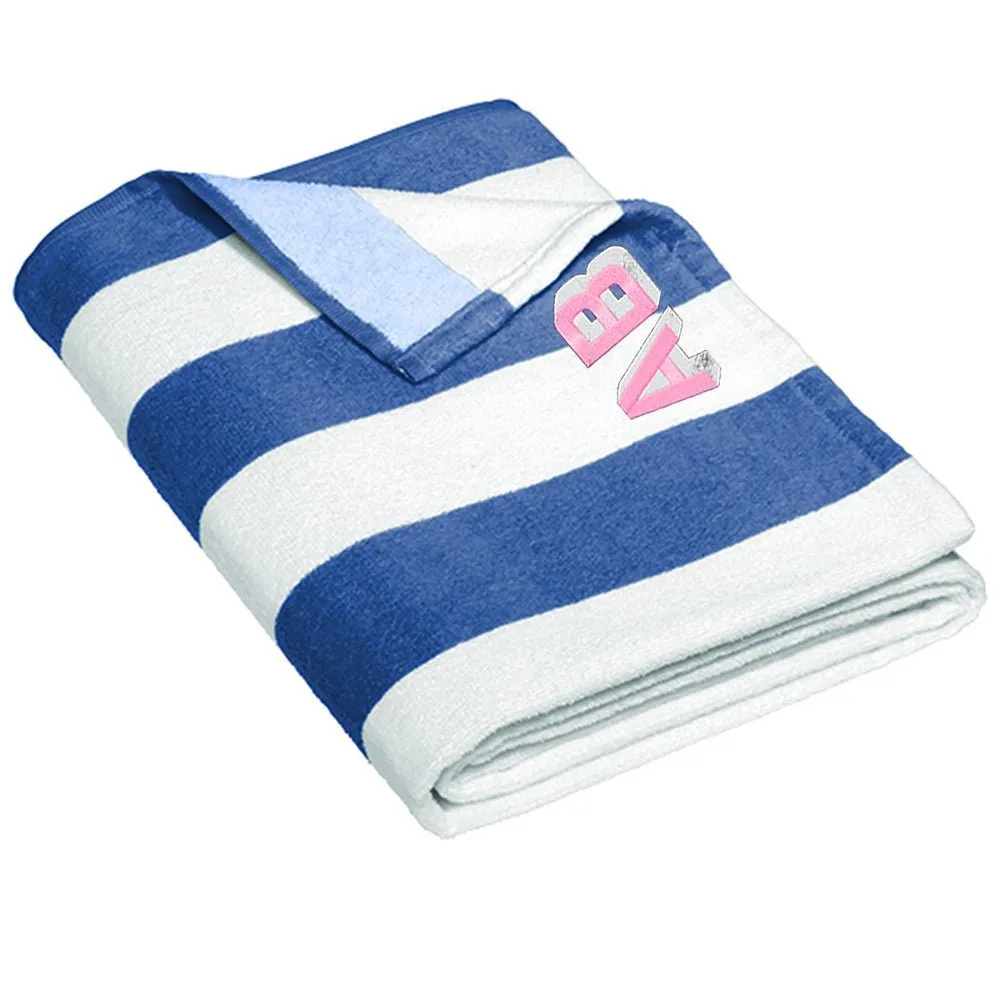 Initialed Shadow Block Striped Beach Towel