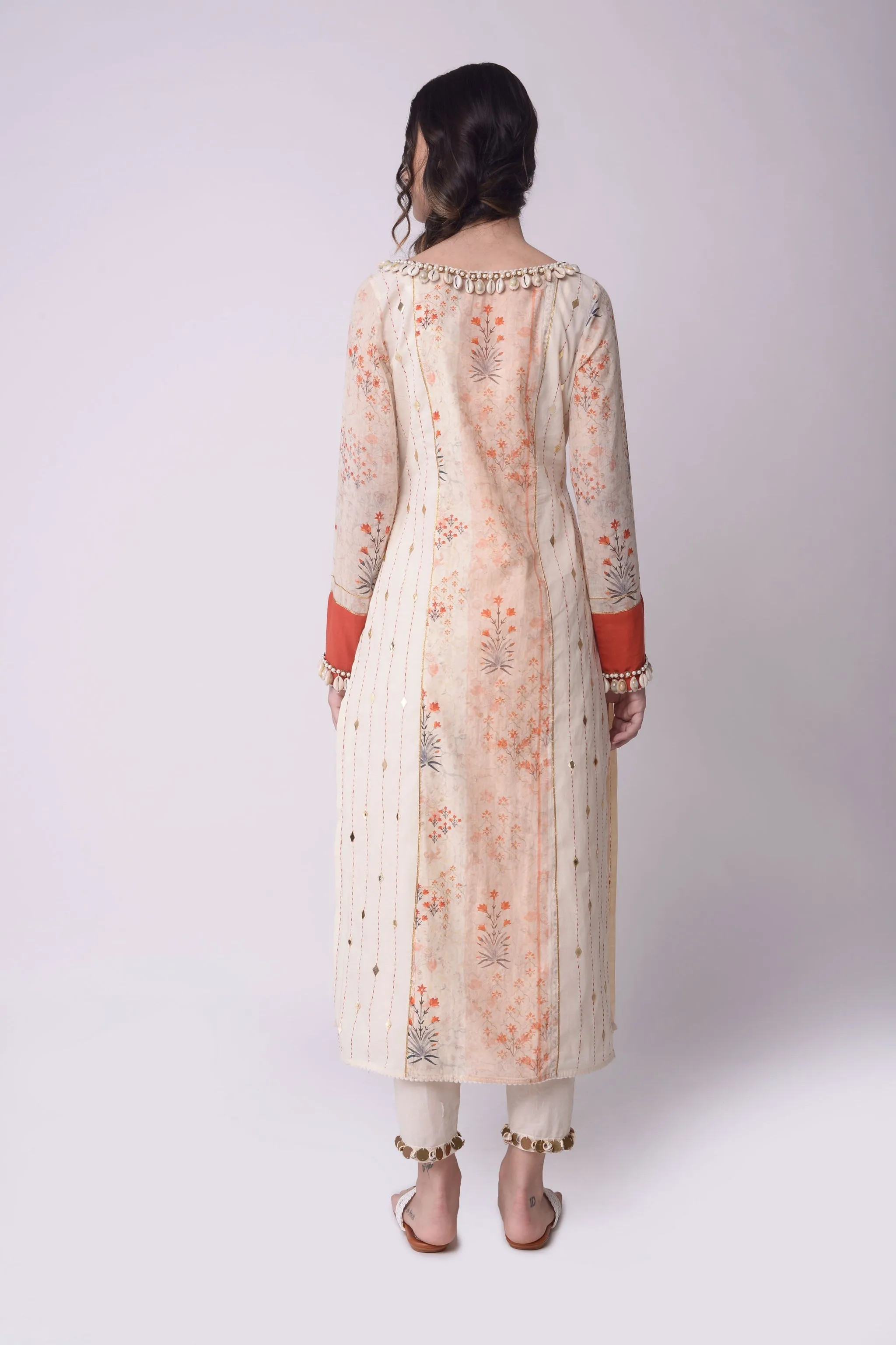 Ivory straight kurta set