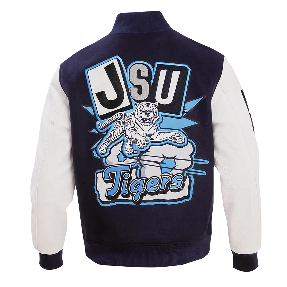 JACKSON STATE UNIVERSITY HOMECOMING MEN'S WOOL VARSITY JACKET (MIDNIGHT NAVY/WHITE)