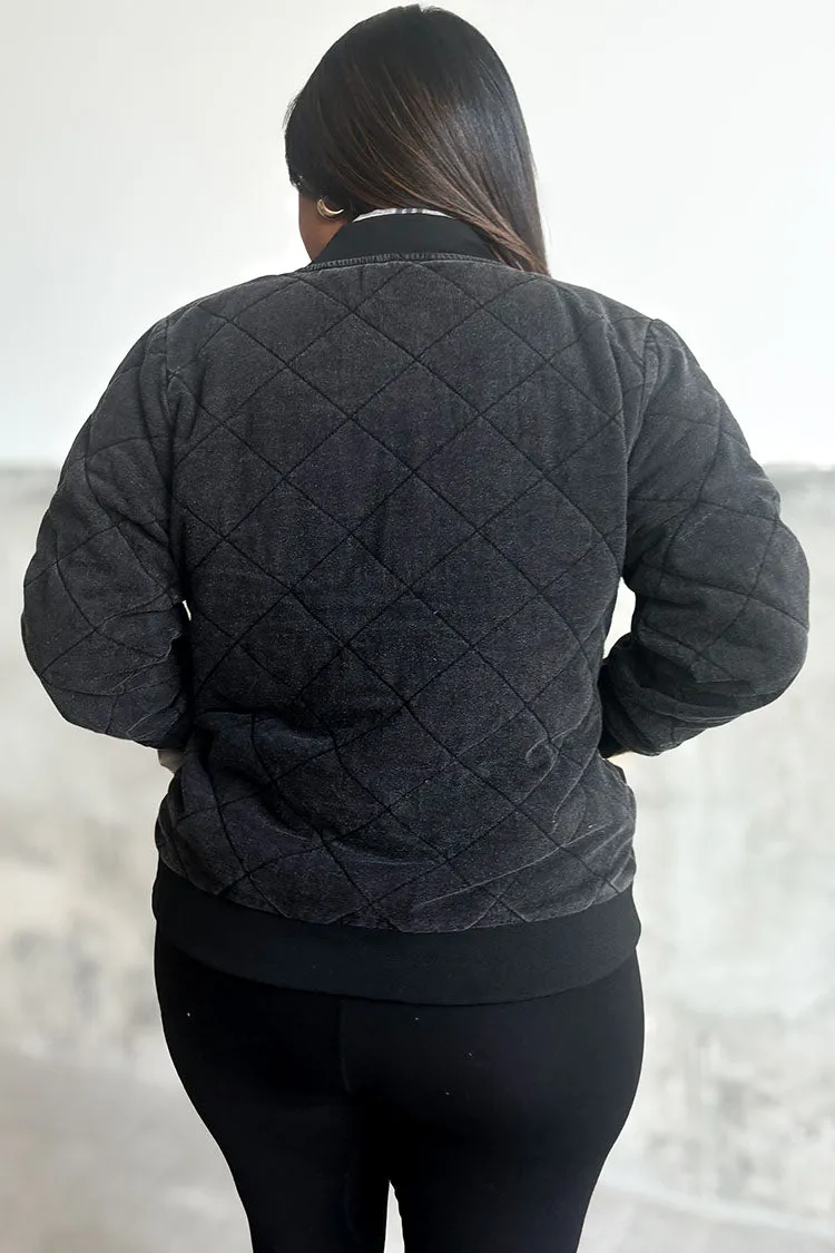 Kara Quilted Bomber - Black