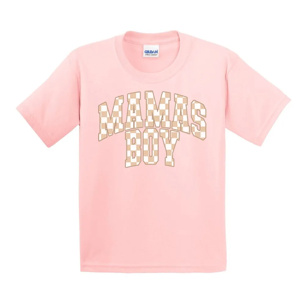 Kids 'Mini/Mama's Boy Tan Check' T-Shirt